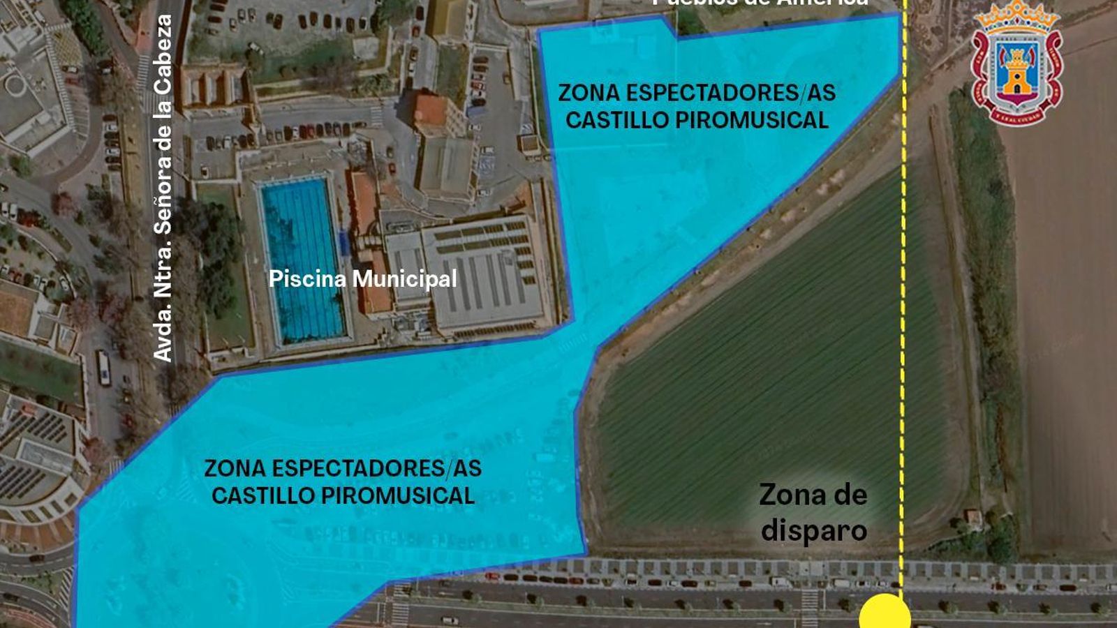 Plano de la nueva ubicación del castillo piromusical