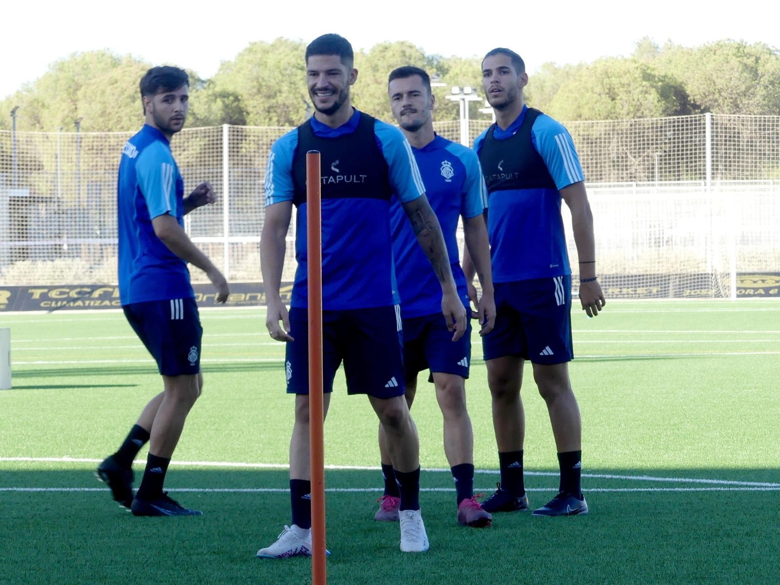 Caye Quintana durante un entrenamiento con el Recreativo de Huelva.
