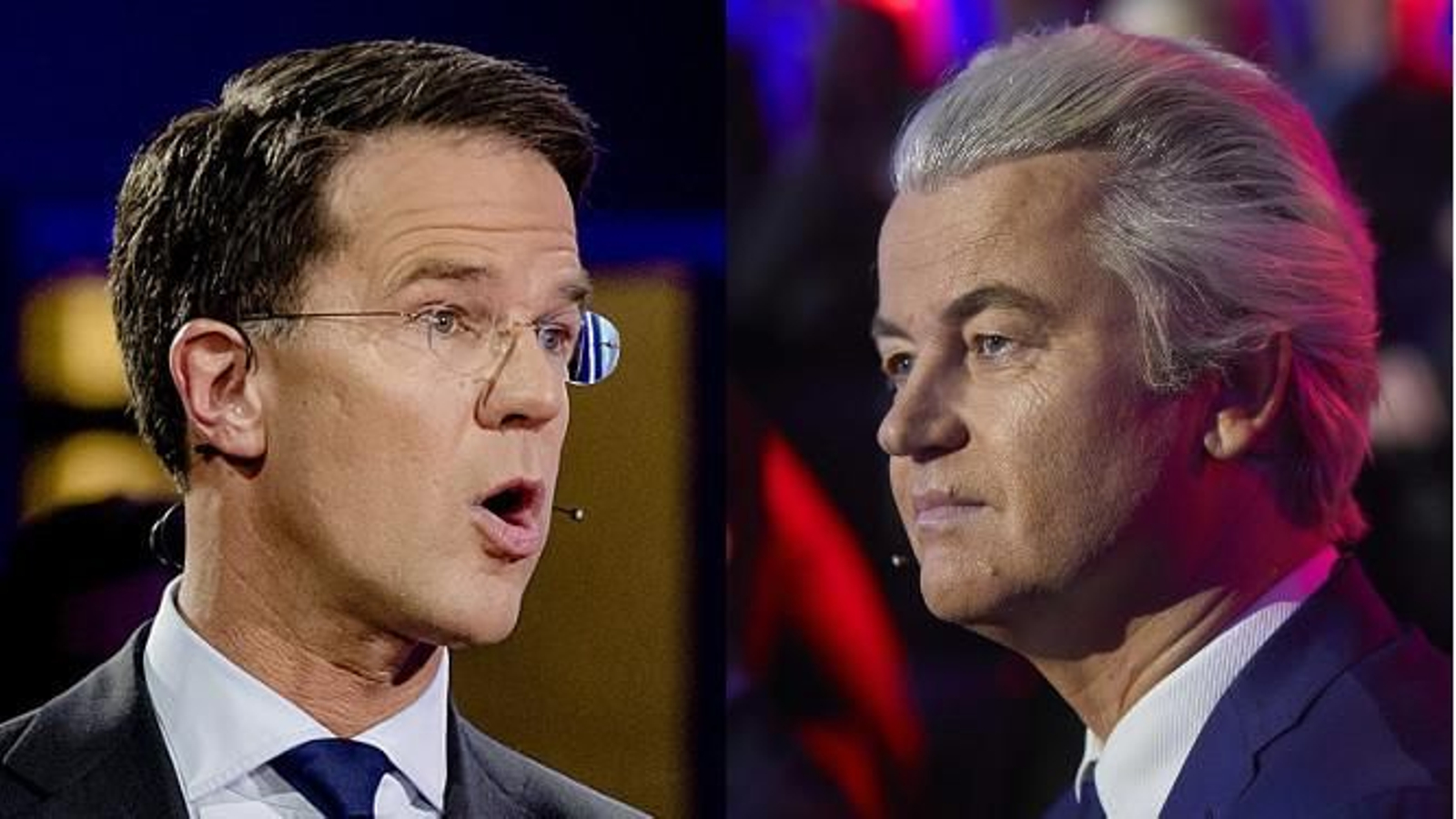 El primer ministro holandés, Mark Rutte, y su proncipal opositor, el ultraderechista Geert Wilders.