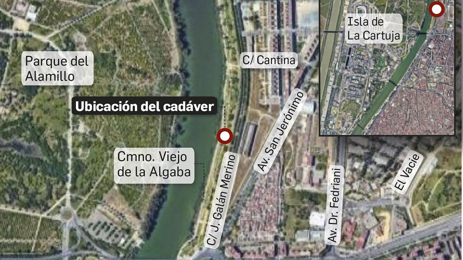 Lugar donde fue hallado el cadáver.