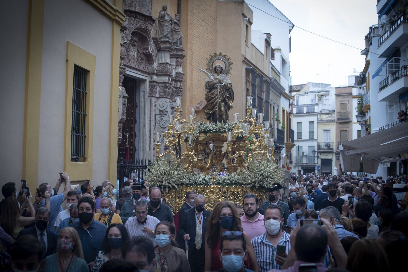 La imagen de Santa Lucía en su última procesión, en 2021