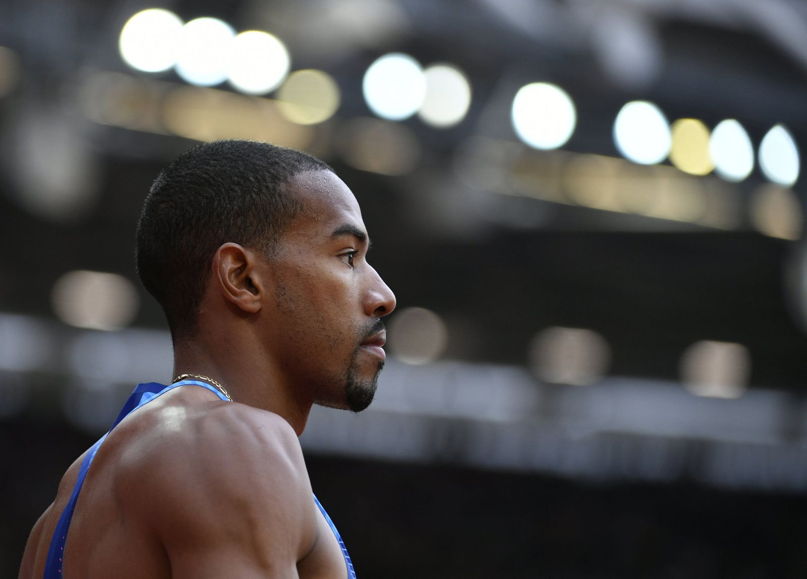 El estadounidense Christian Taylor, durante la clasificación del triple salto.