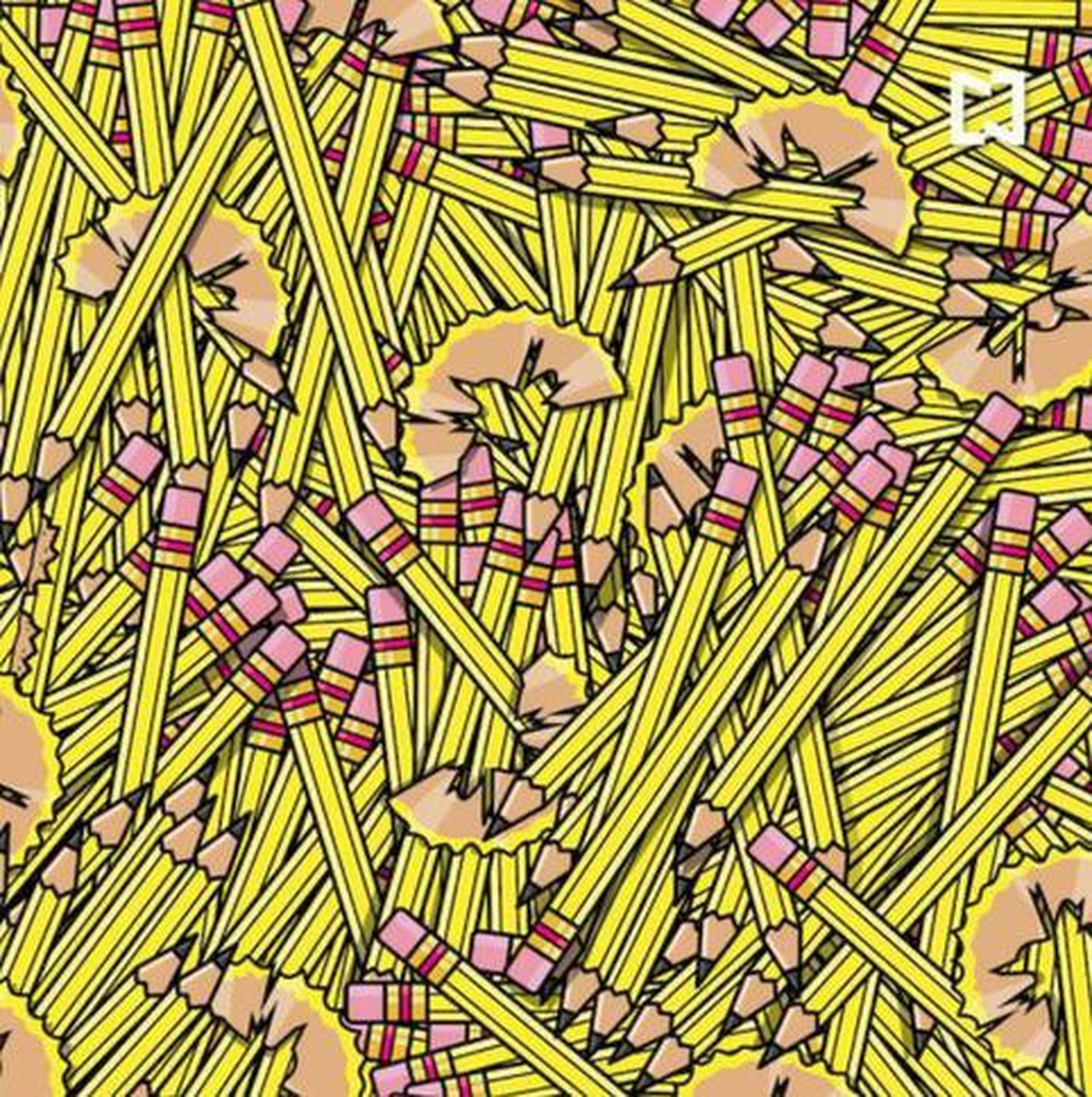 Descubre el lápiz con dos puntas, el lápiz mordido y el más pequeño de la imagen