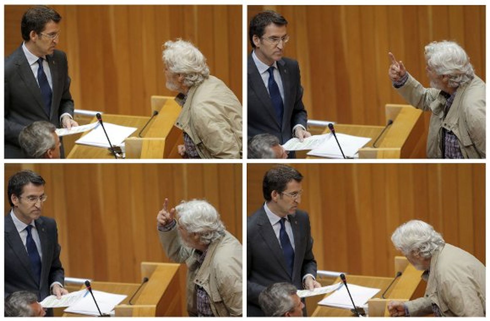 Beiras golpea el escaño de Feijóo en una bronca en el Parlamento gallego