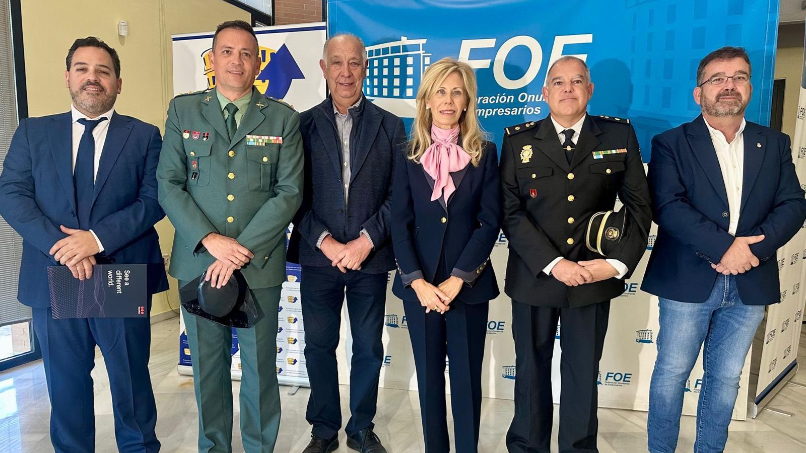 Jorge Manuel Fajardo, Antonio Gemio, María José Rico, Javier Velasco en el acto de celebración del Día de la Seguridad Privada.