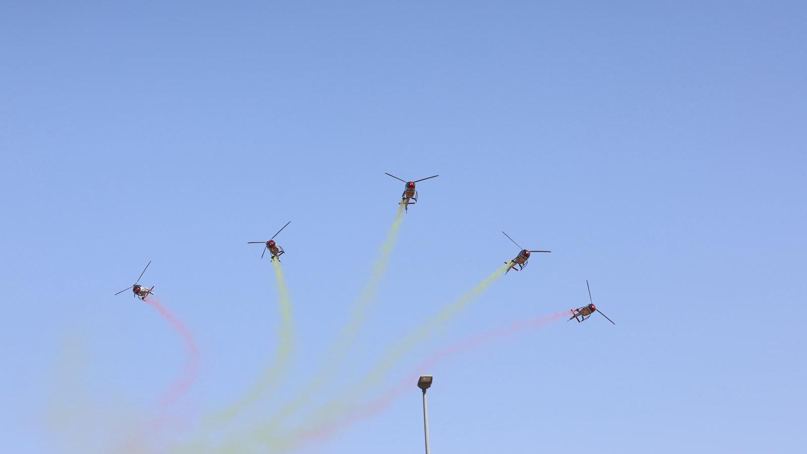Los helicópteros desplegados en el cielo palermo.