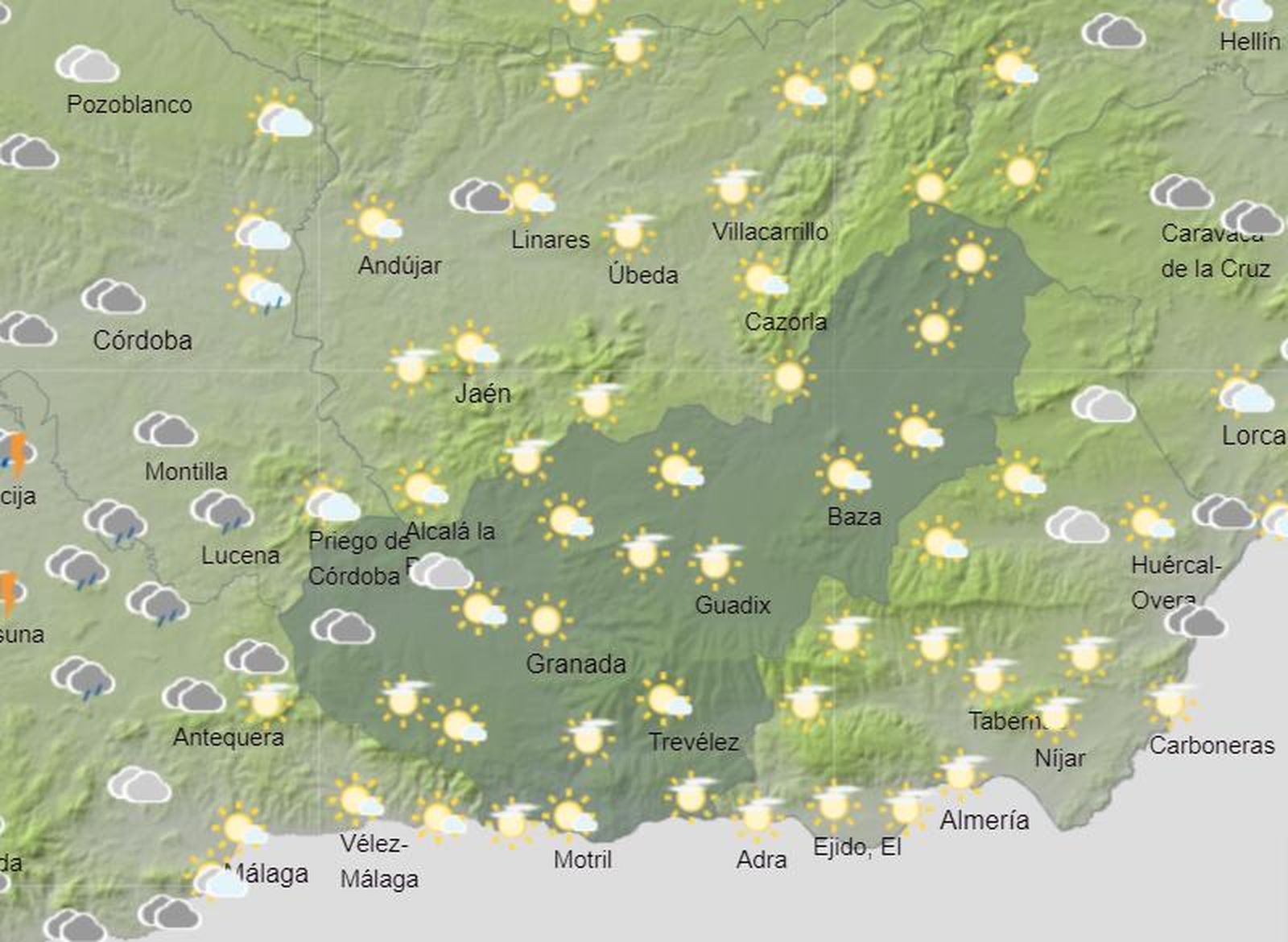 Tiempo en Granada | Suben las temperaturas aunque no se descartan precipitaciones durante este lunes
