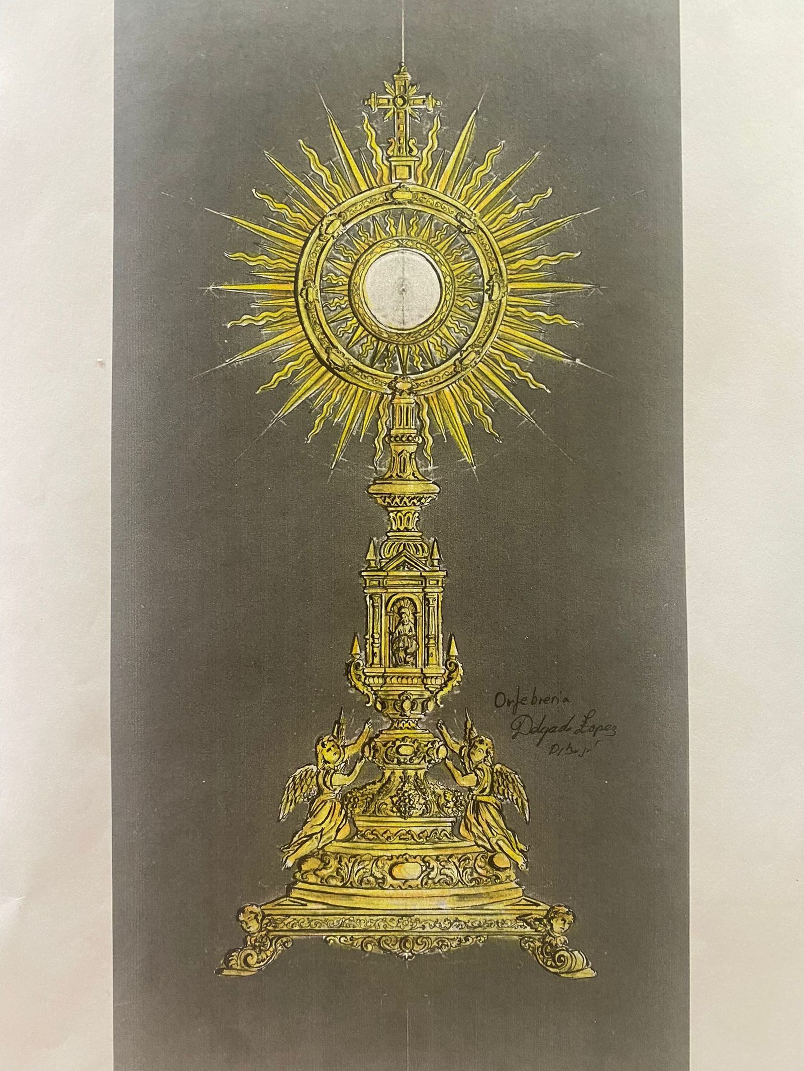 Diseño de la custodia, obra de orfebrería Hermanos Delgado