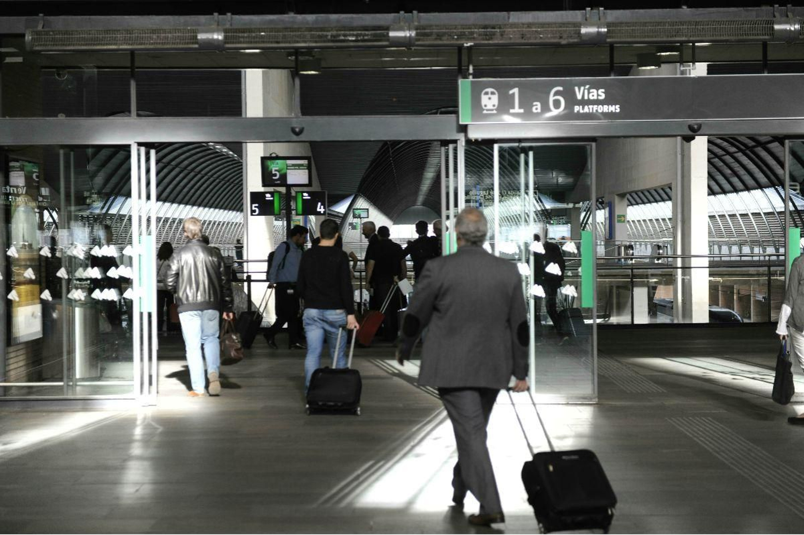 Viajeros acceden a los andenes de la estación de Santa Justa