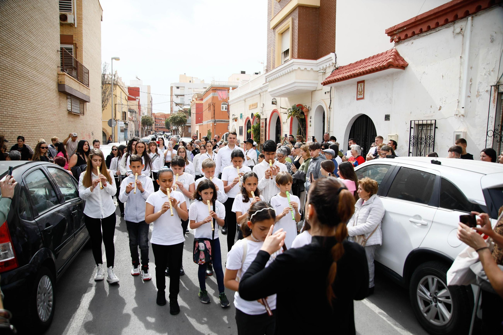 Las imágenes del CEIP San Fernando de El Zapillo de la ciudad de Almería en procesión en el viernes de dolores