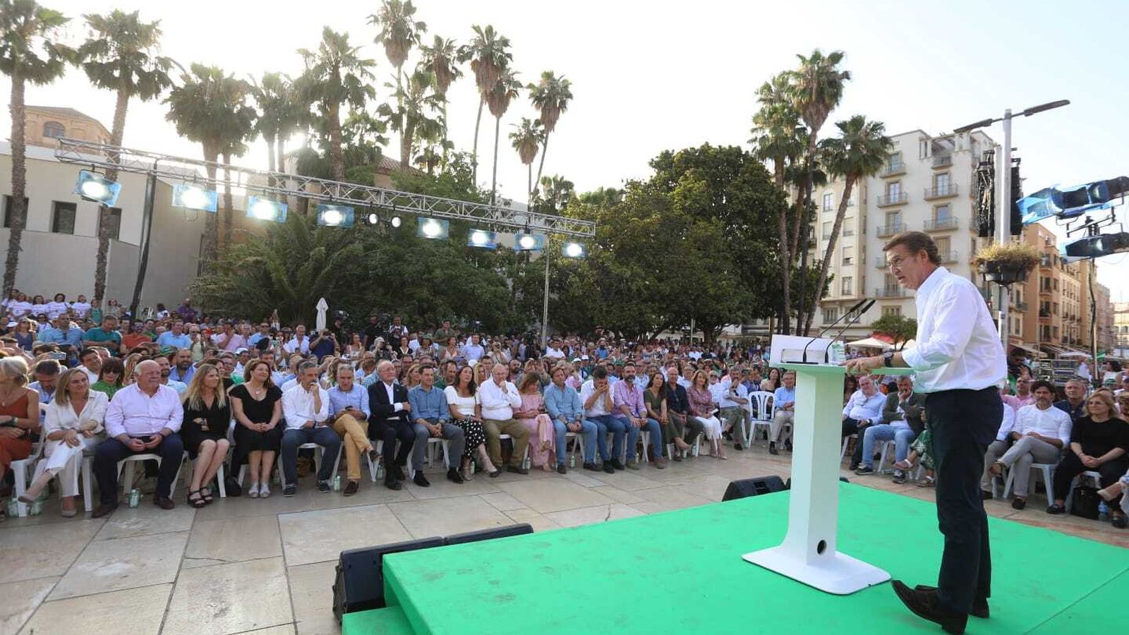 Feijóo durante su intervención en el acto central de la campaña del PP en Andalucía.