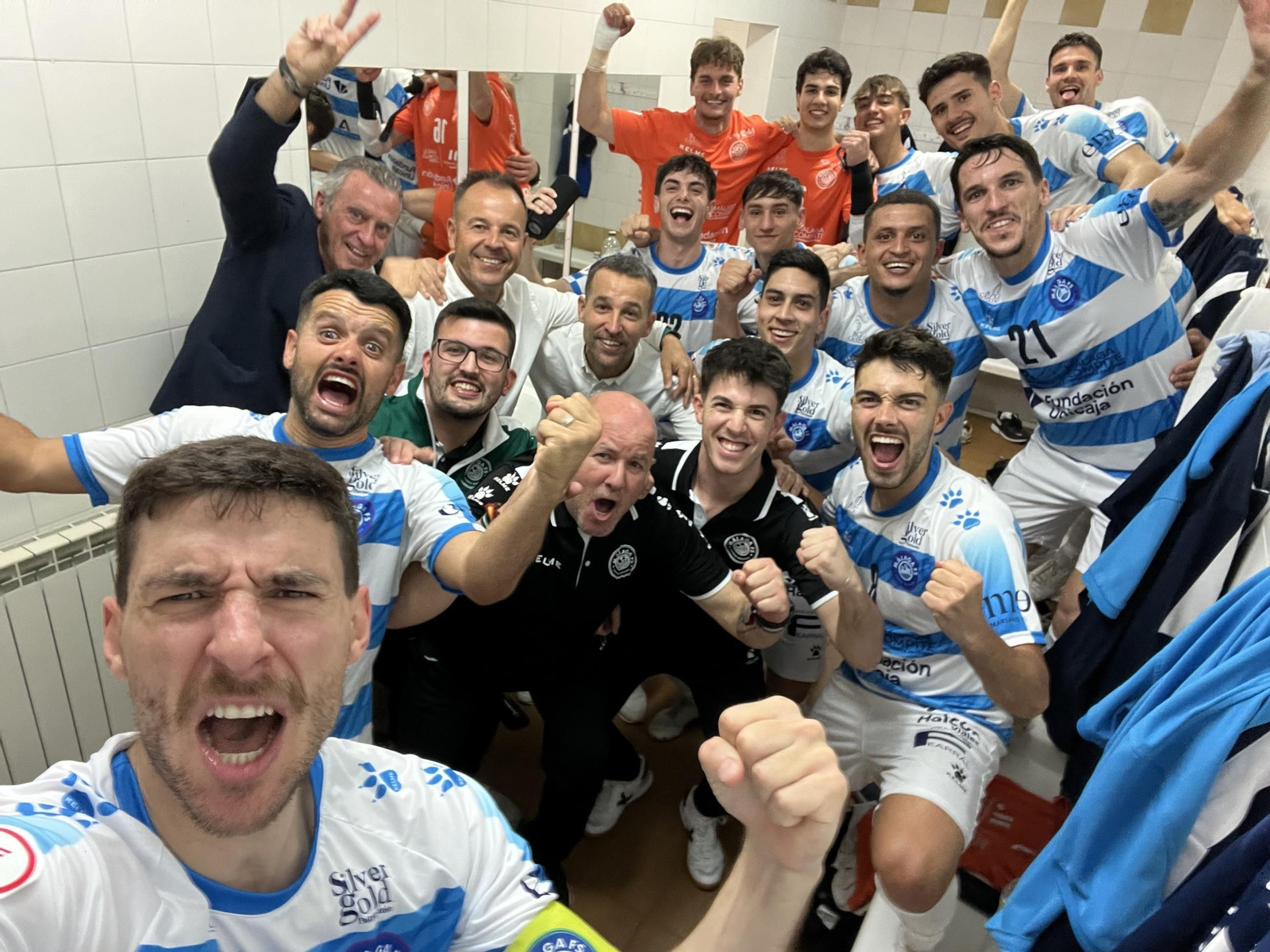 Festejo en el vestuario.