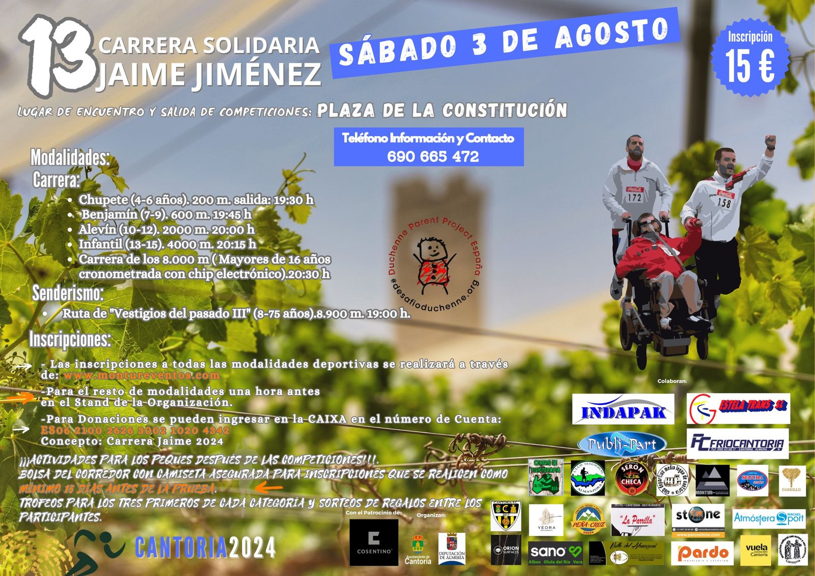 Cartel oficial de esta Carrera Solidaria que se desarrollará en el municipio almeriense de Cantoria.