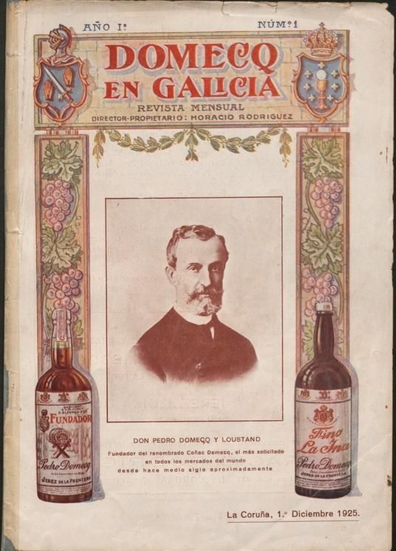 Portada del número uno de la revista Domecq en Galicia, 1925.