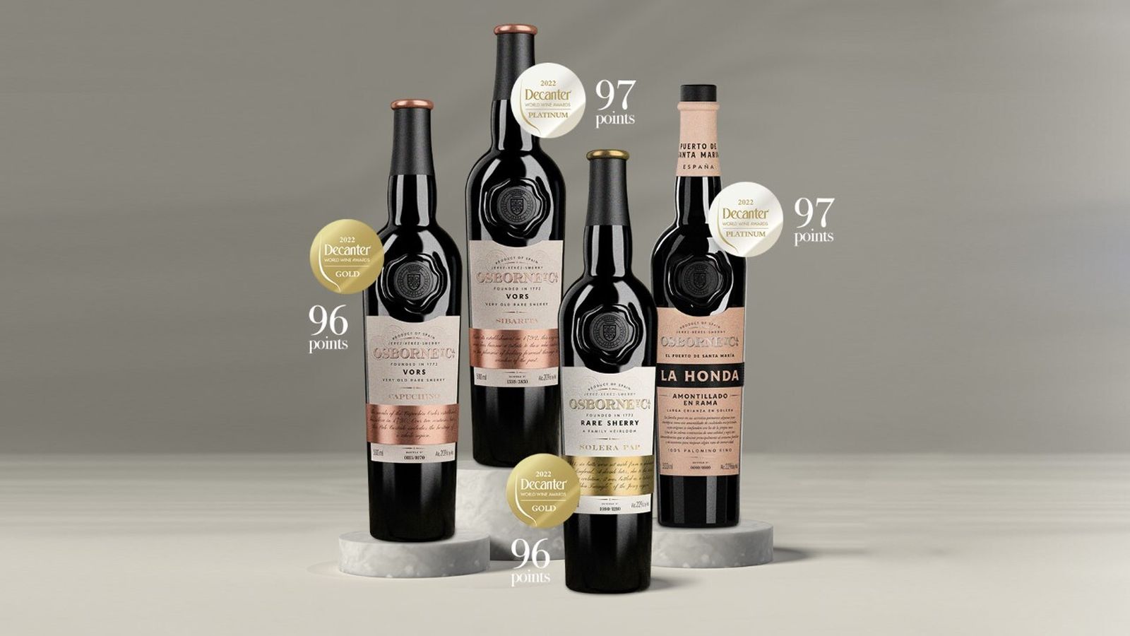 Jereces de Osborne premiados en los Decanter World Wine Awards