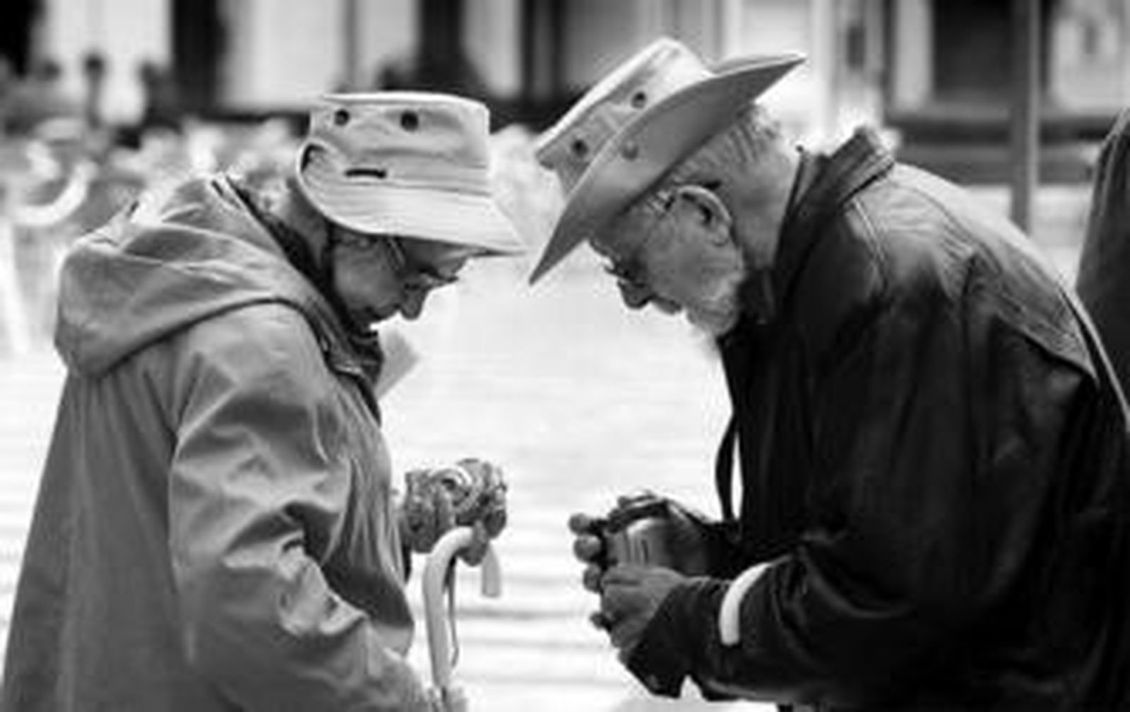 Una pareja de turistas prepara sus cámaras tras desembarcar en Cádiz el pasado sábado.