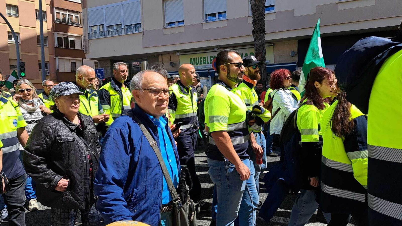 Trabajadores de Acerinox en la manifestación del 1 de Mayo.