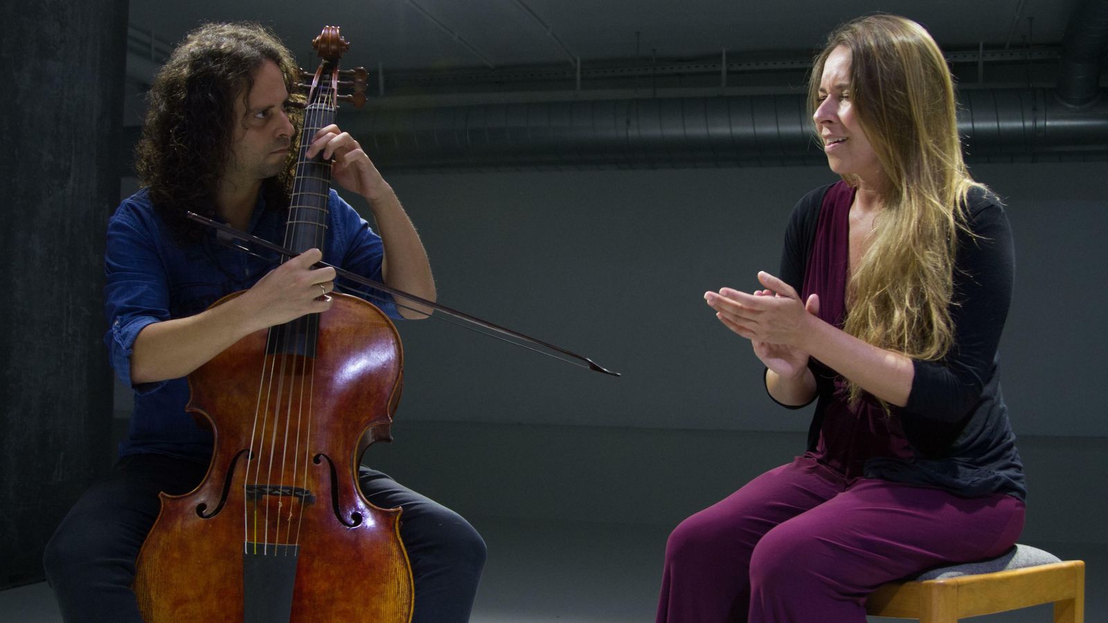 Fahmi Alqhai y Rocío Márquez durante un ensayo de 'Diálogos de viejos y nuevos sones”.