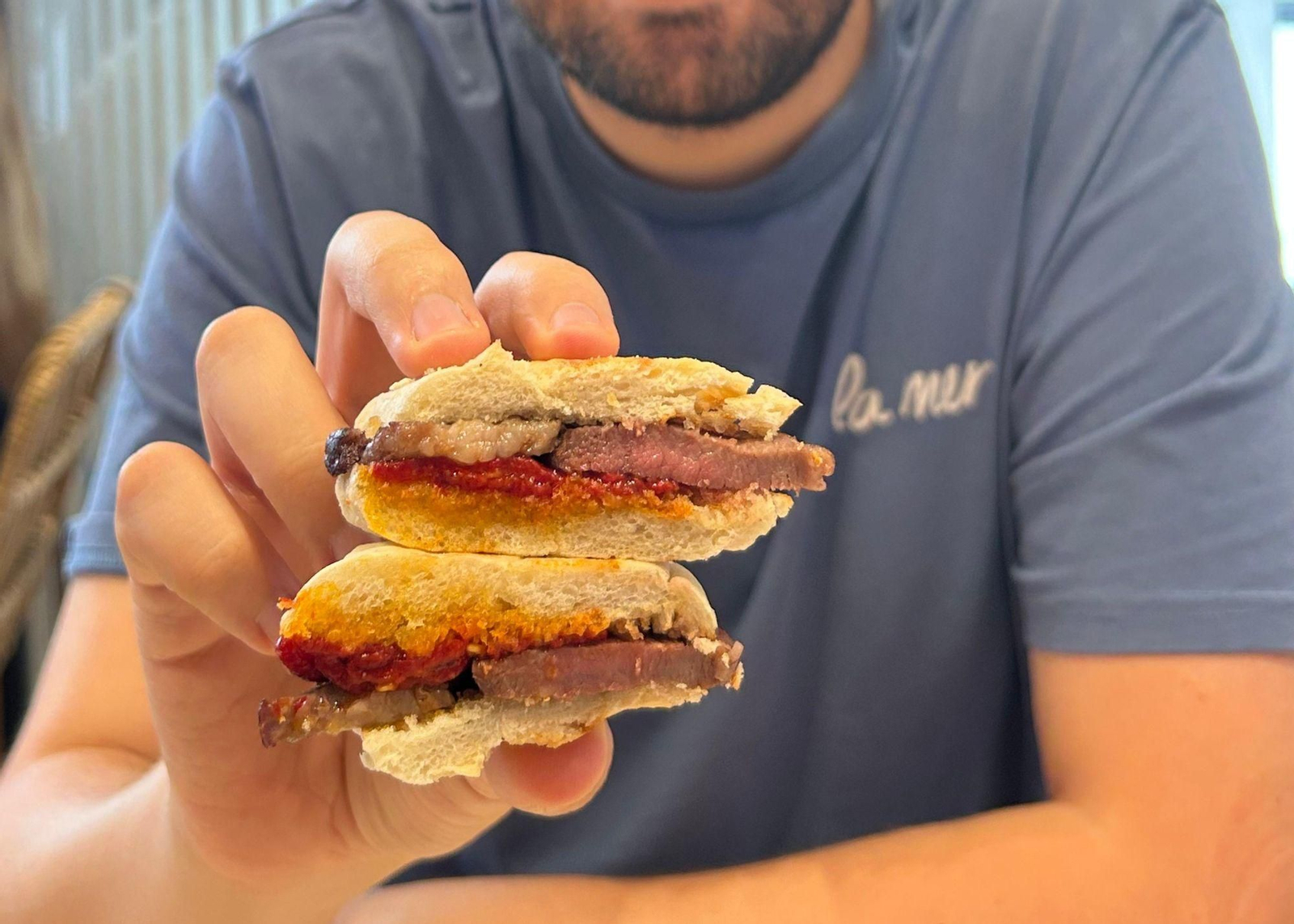 Montadito de presa ibérica 100% bellota con pimiento