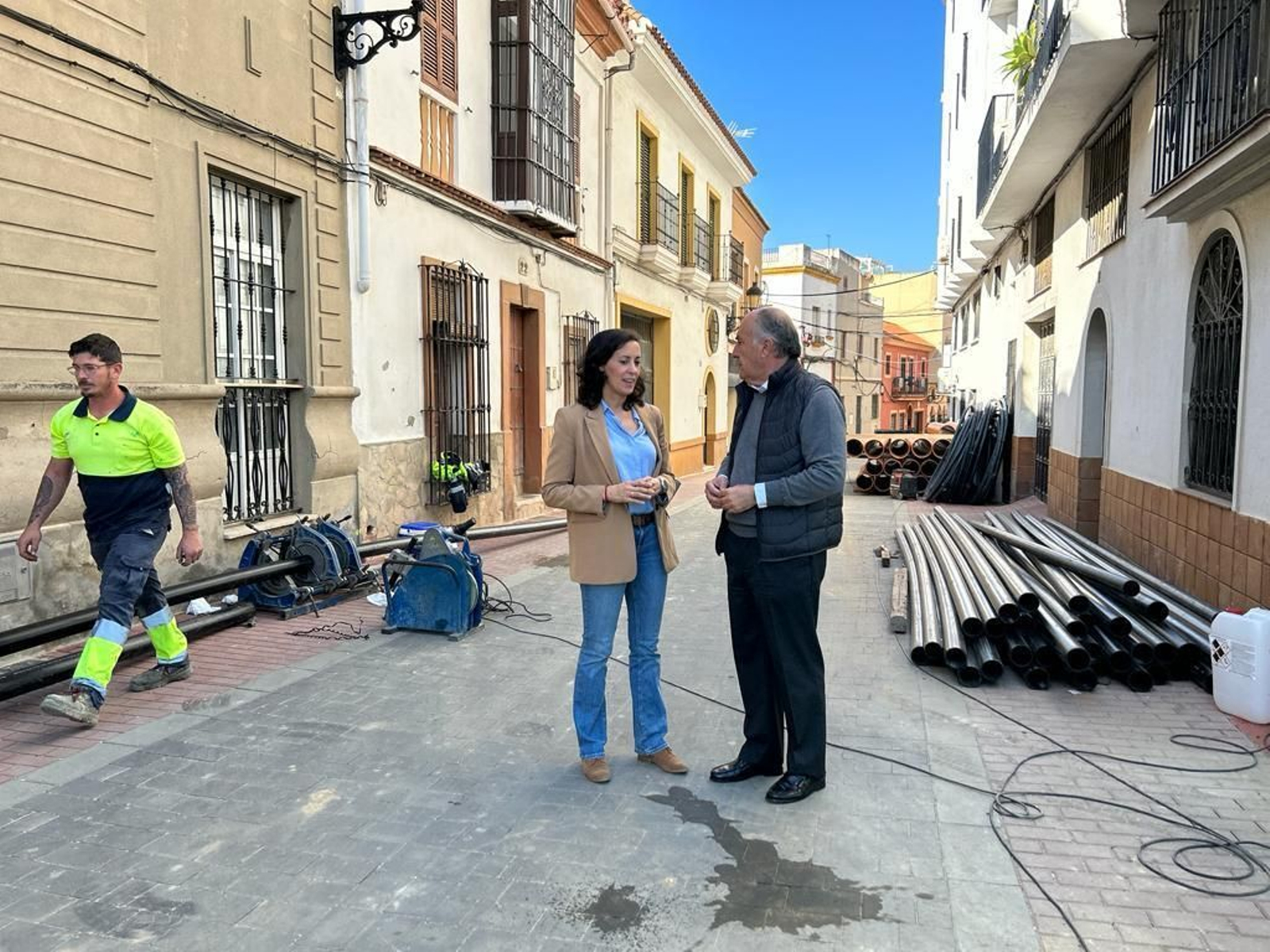 Landaluce y Rodríguez supervisan las obras en San Isidro.