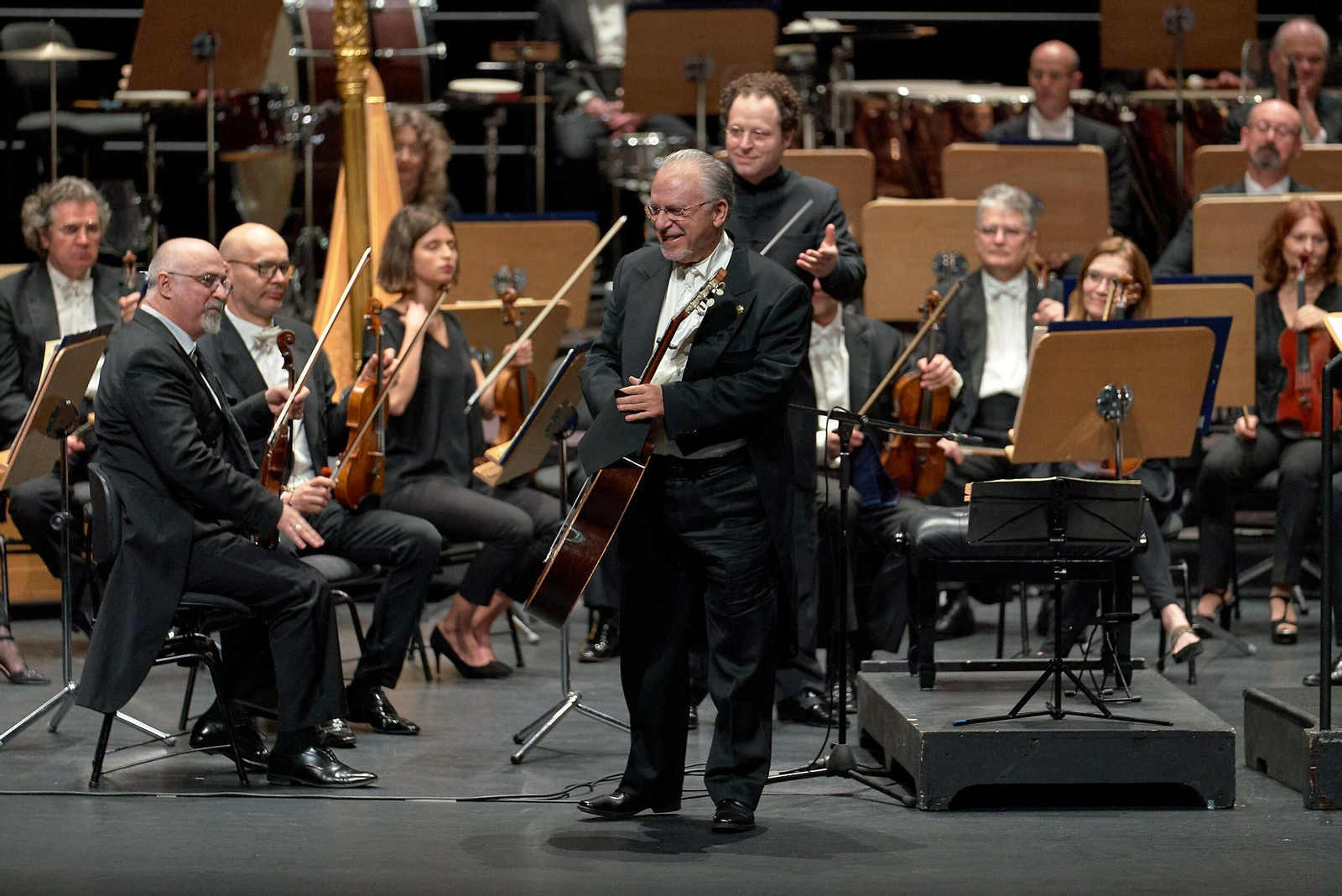 Pepe Romero en la presentación de la gira en el Cartuja Center Cite de Sevilla.