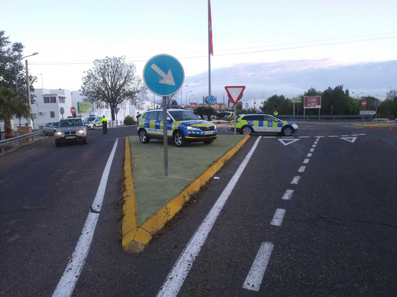 Un control de la Policía Local de Lora del Río.