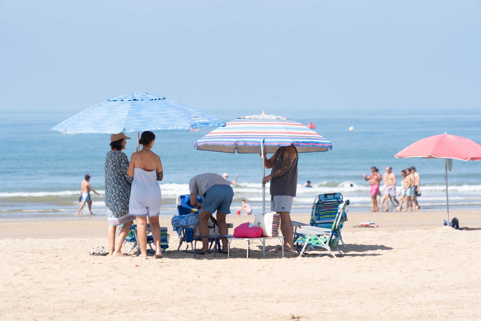 Ambiente de las playas de Punta Umbría la mañana del sábado 9 de agosto
