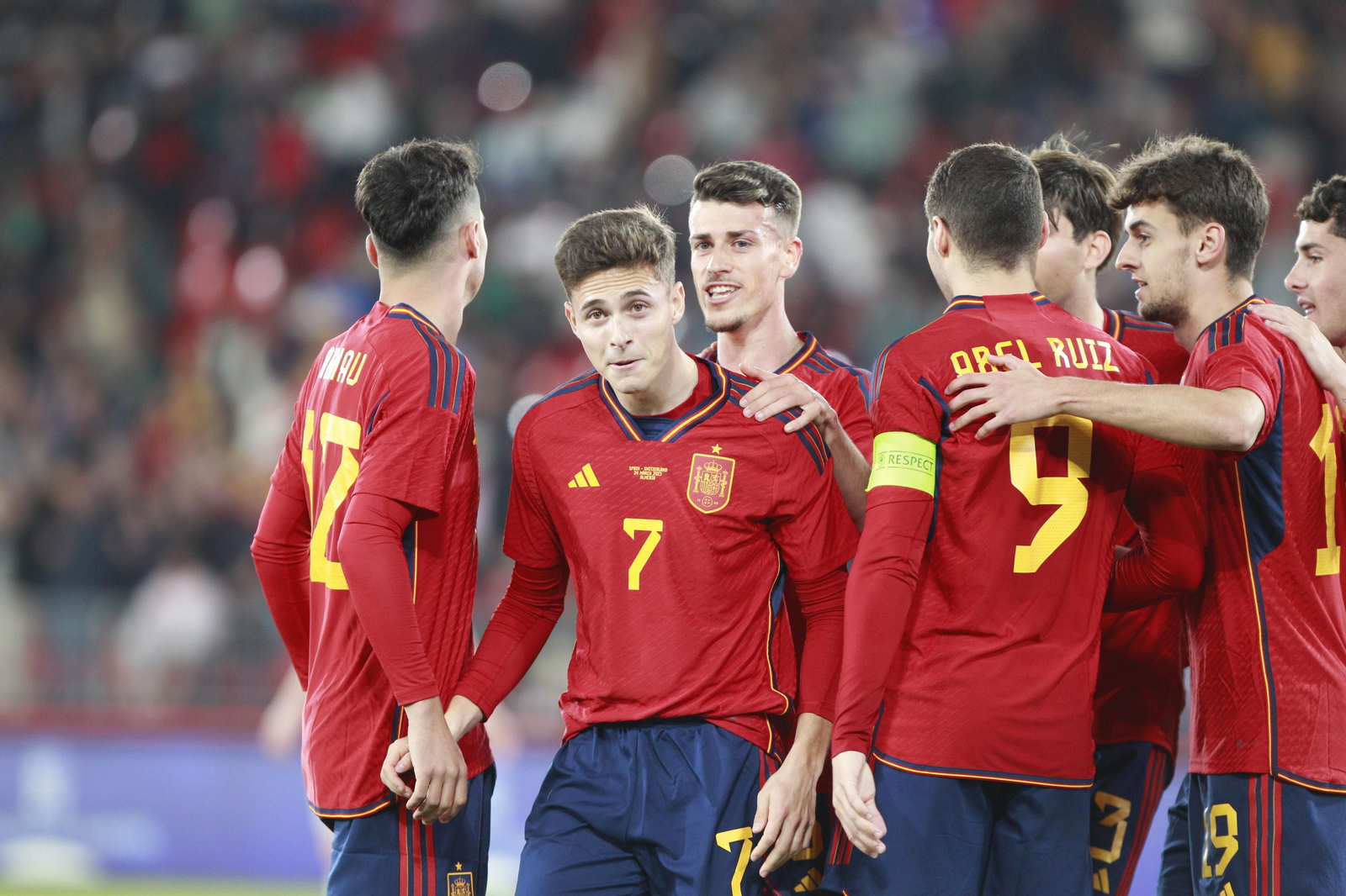 Imágenes del partido de fútbol amistoso entre las selecciones de España y Suiza Sub 21, disputado en Almería