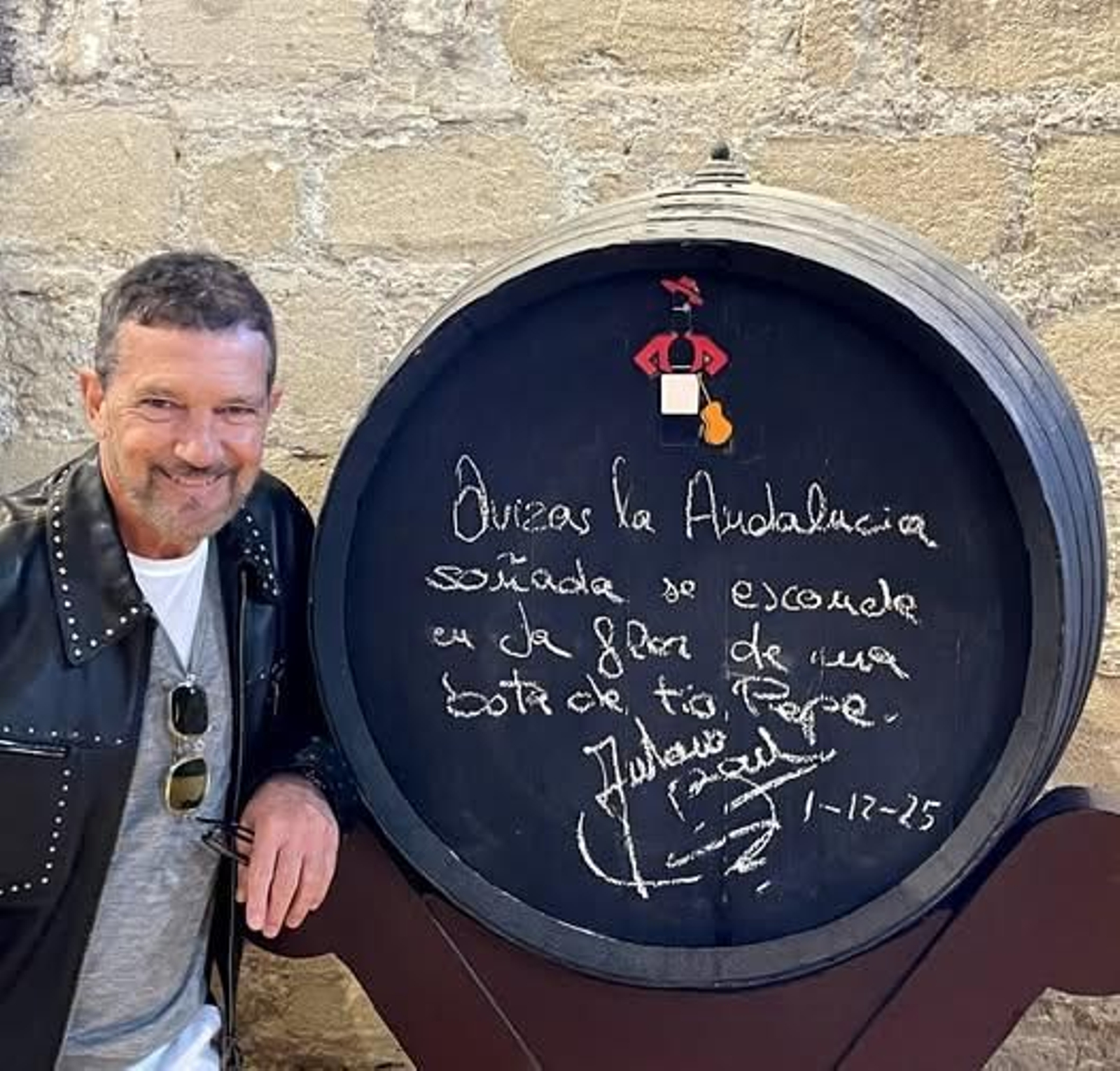 Antonio Banderas en Bodegas Tío Pepe, Jerez.