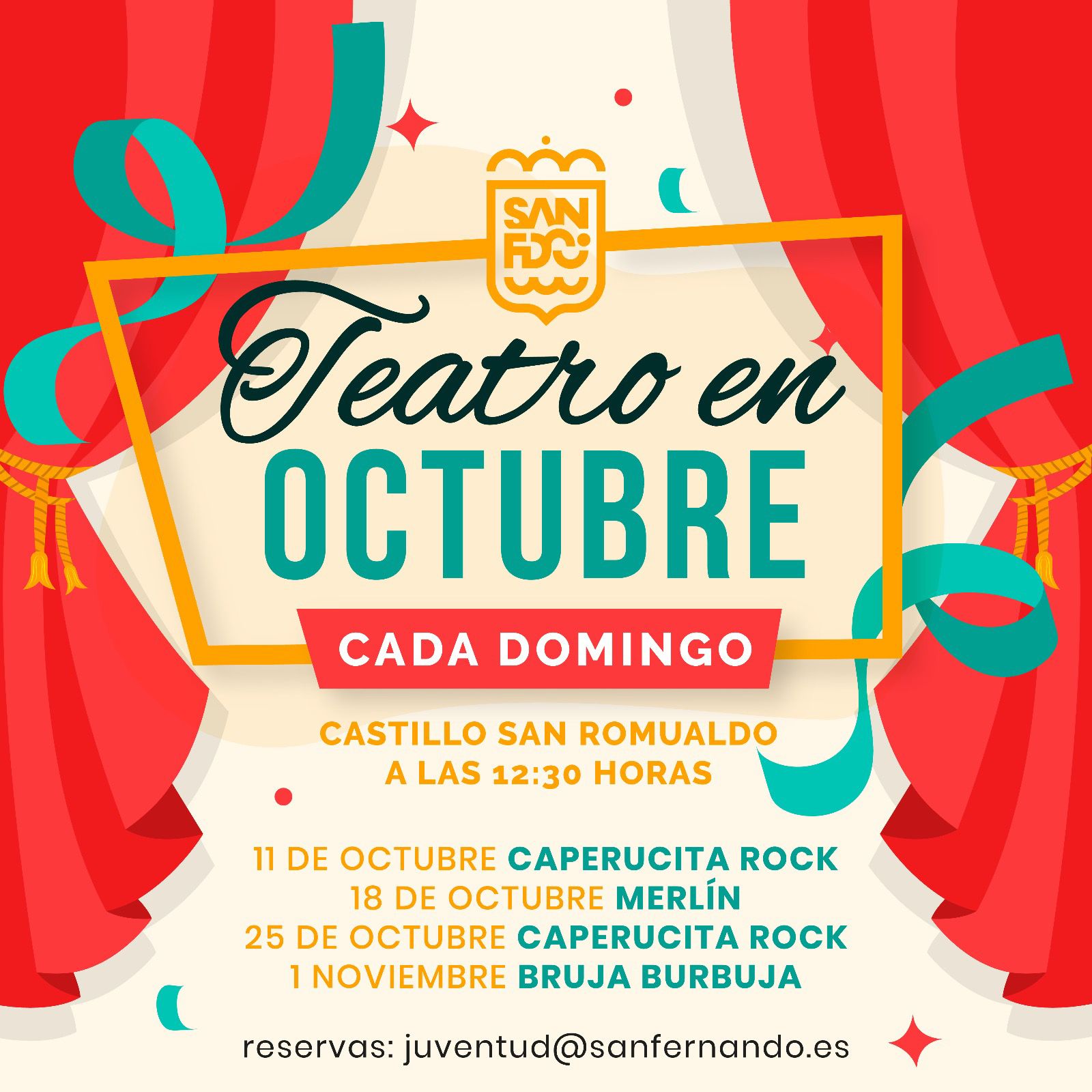 Cartel del títere y el teatro infantil previsto en el Castillo de San Romualdo.