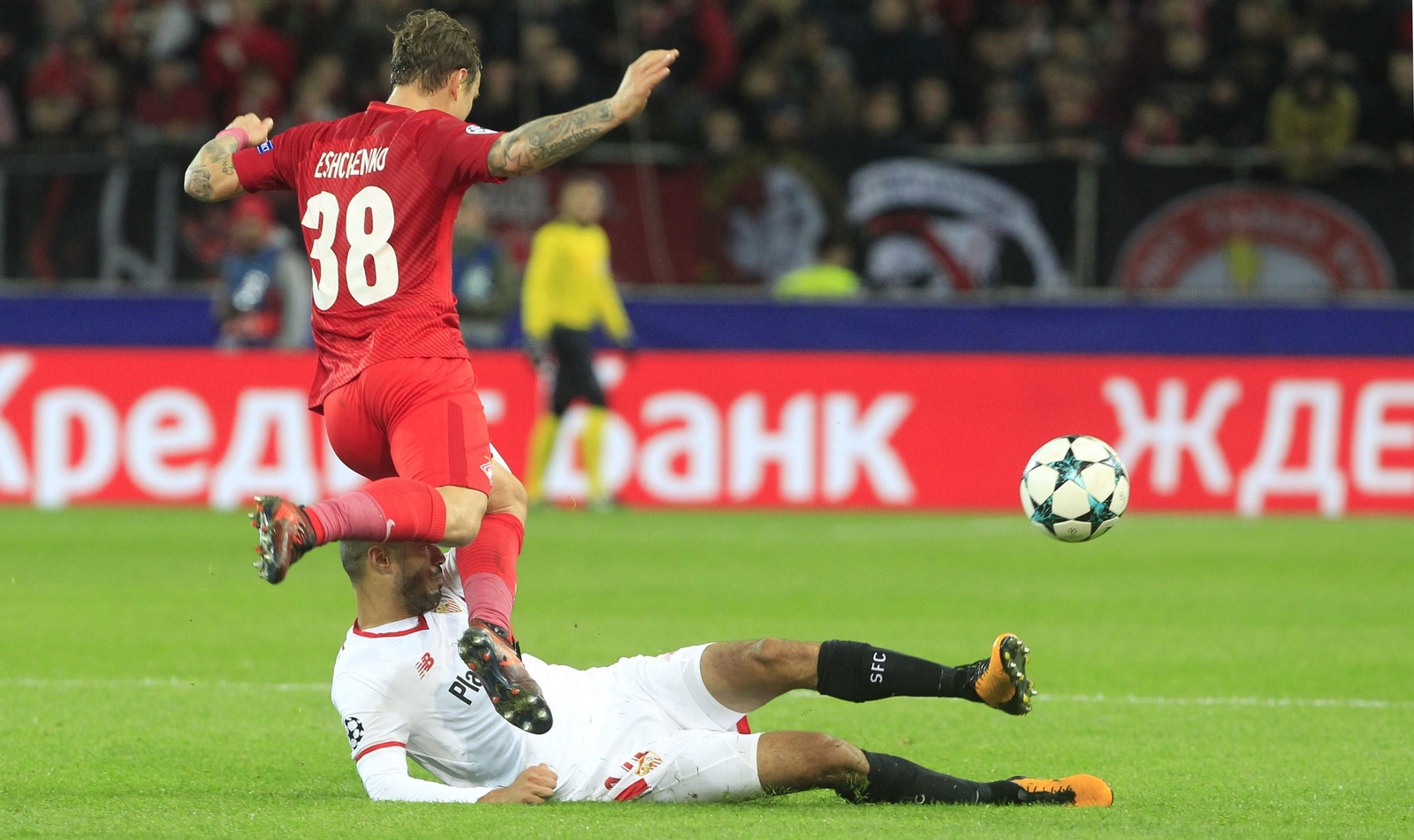 Un momento del partido ante el Spartak de Moscú