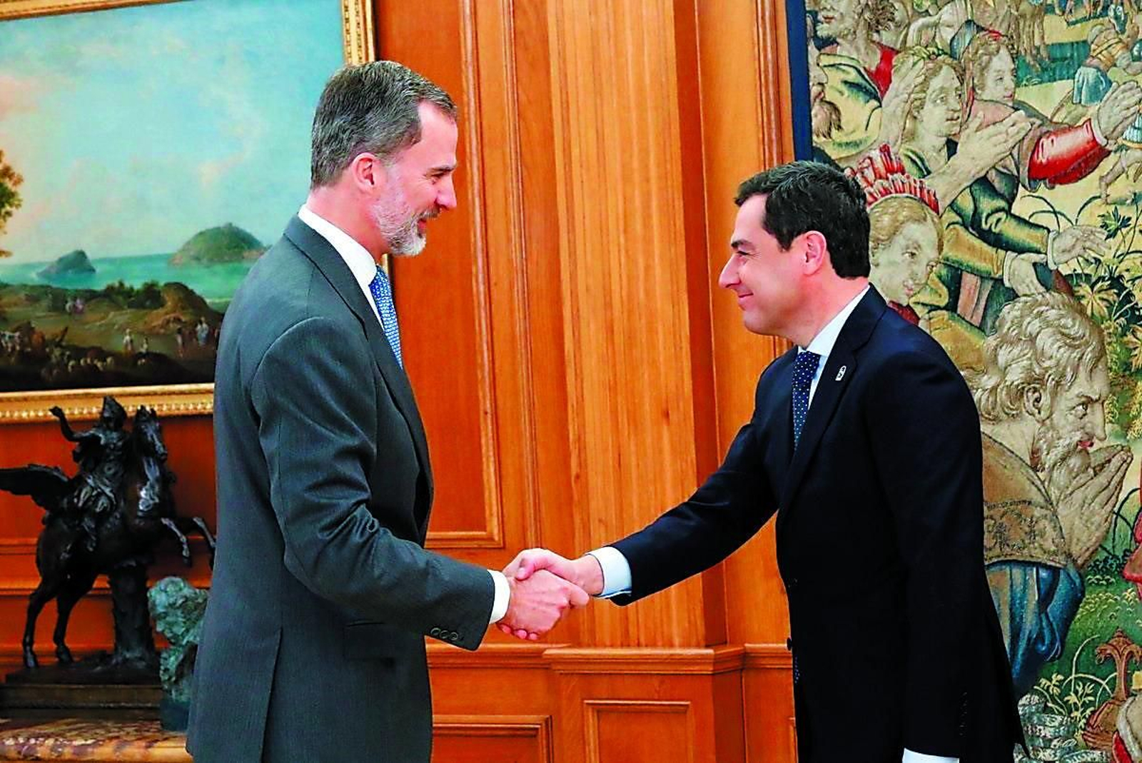Juanma Moreno, en la audiencia con el Rey, al poco de ser elegido presidente.