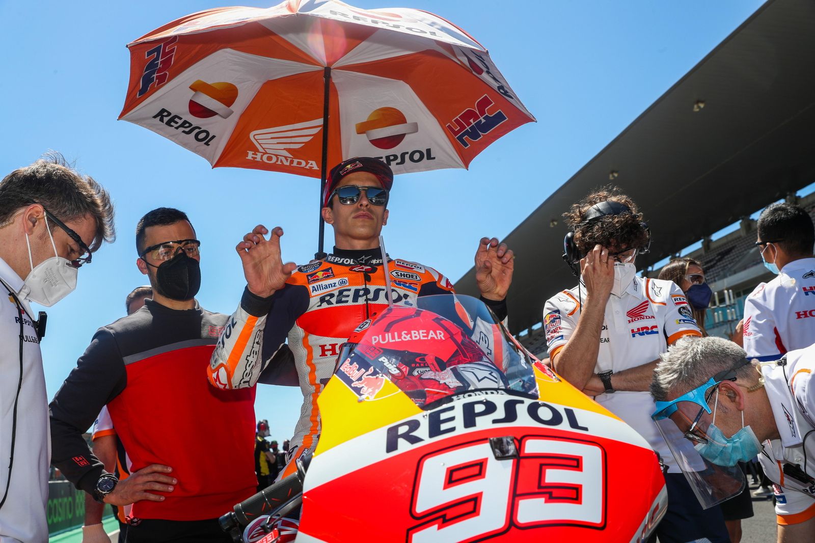 Marc Márquez, antes del inicio de la carrera en Portimao en la que reapareció.