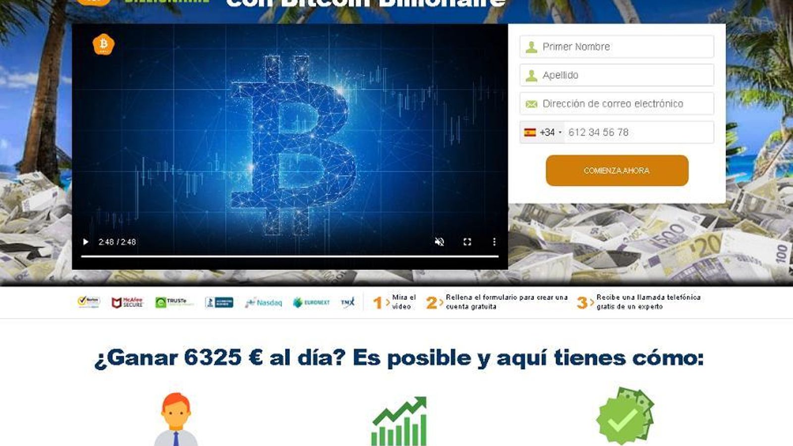 Formulario en el que se piden los datos personales de la víctima.