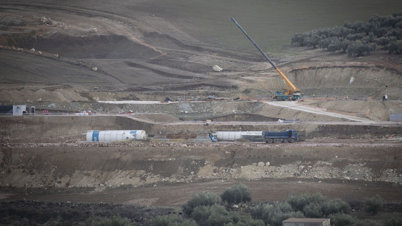 Trabajos en las cimentaciones de las pilas del viaducto de Manzanil