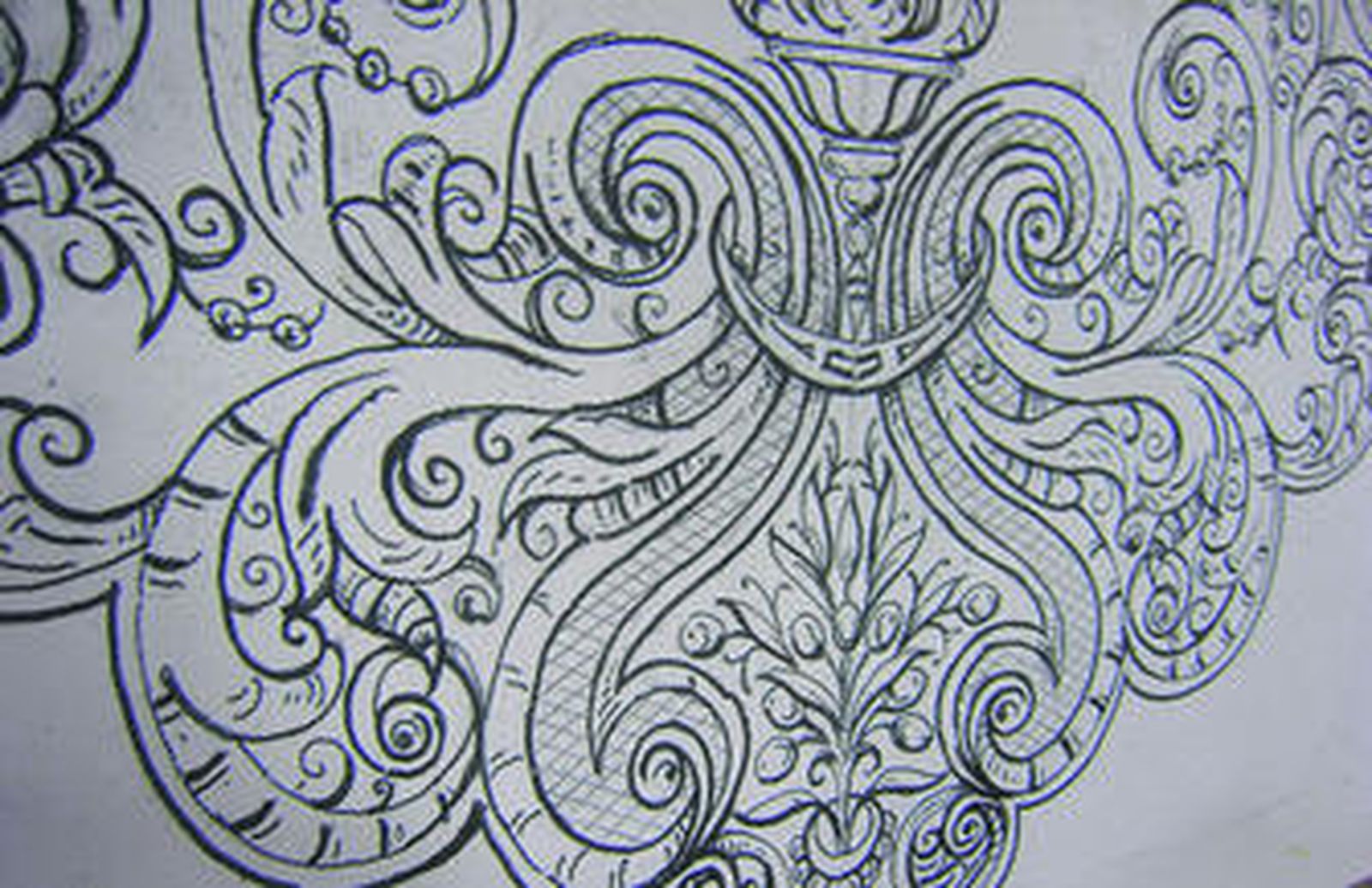 Detalle del dibujo del bordado que se propone para el palio del Refugio.