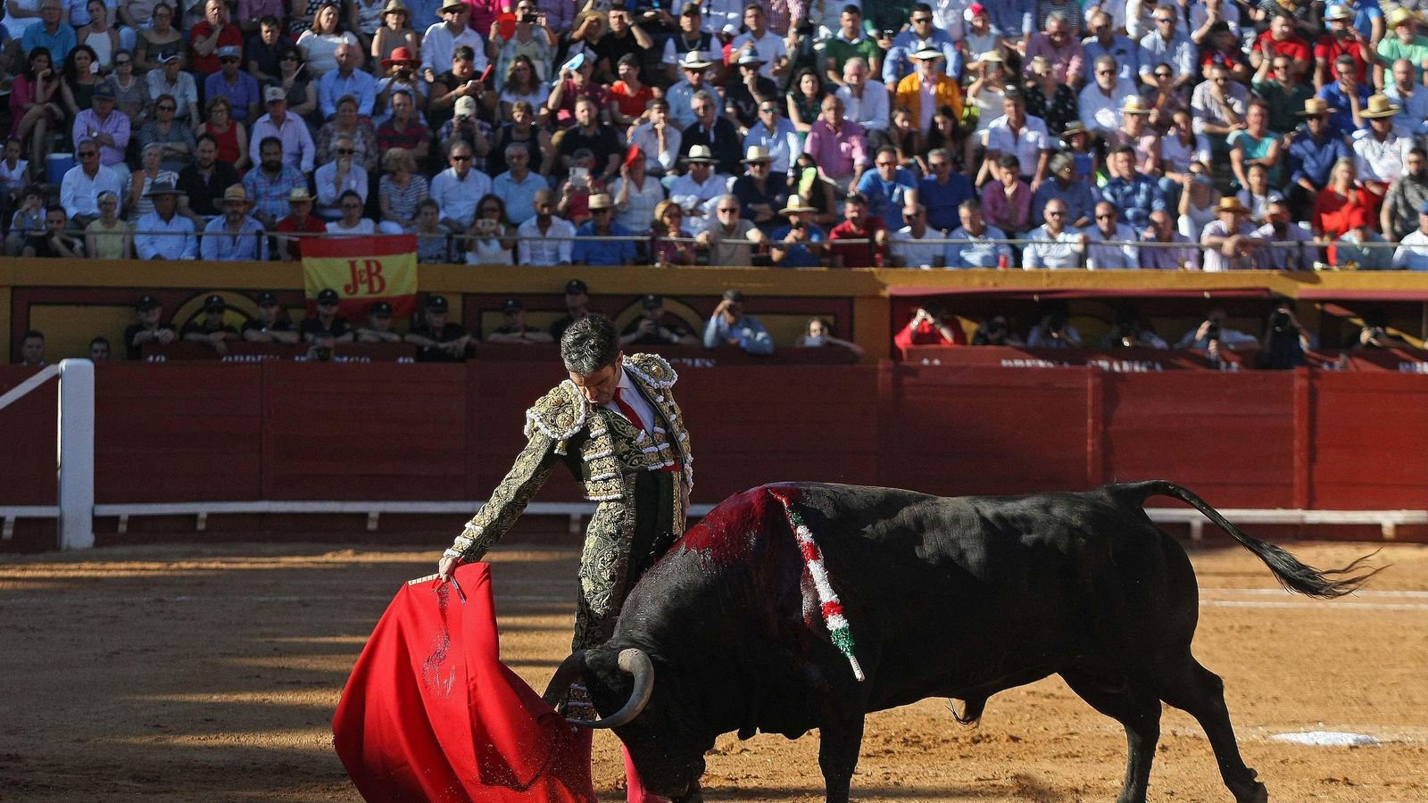 José Tomás, en un derechazo al toro que abrió plaza.