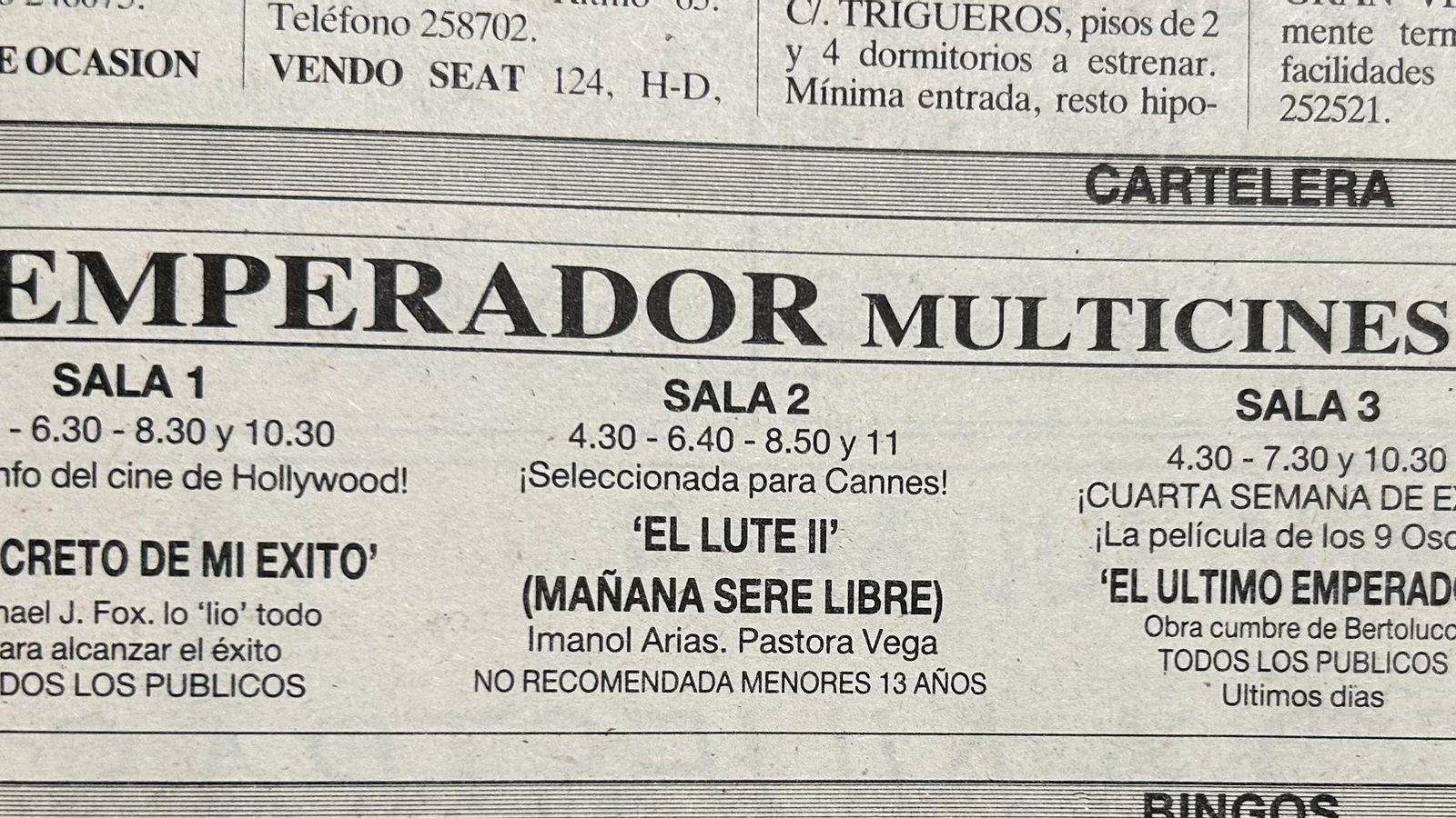 La cartelera del Emperador del 4 de mayo de 1988.