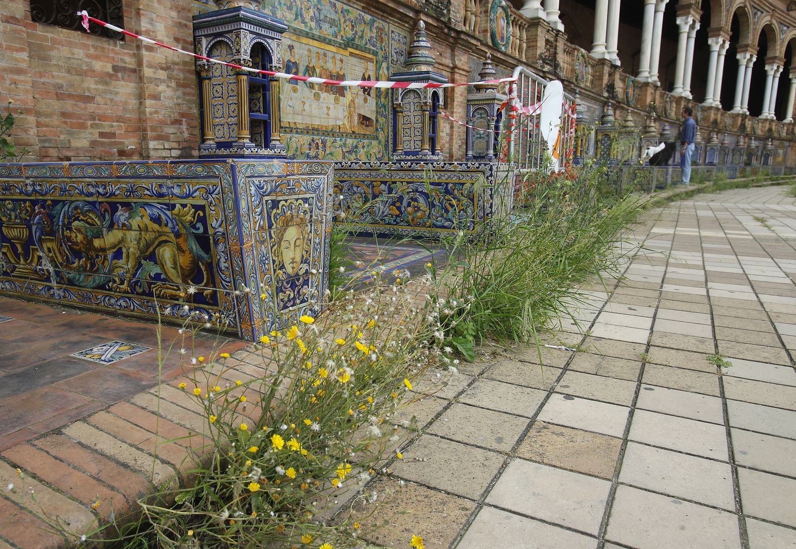 Abandono en la Plaza de España por el confinemiento