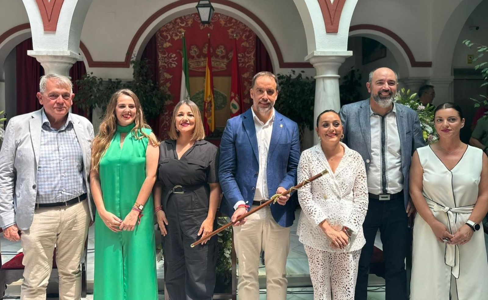 Los concejales del Gobierno municipal de IU de Trebujena, en la sesión de investidura del pasado 17 de junio.