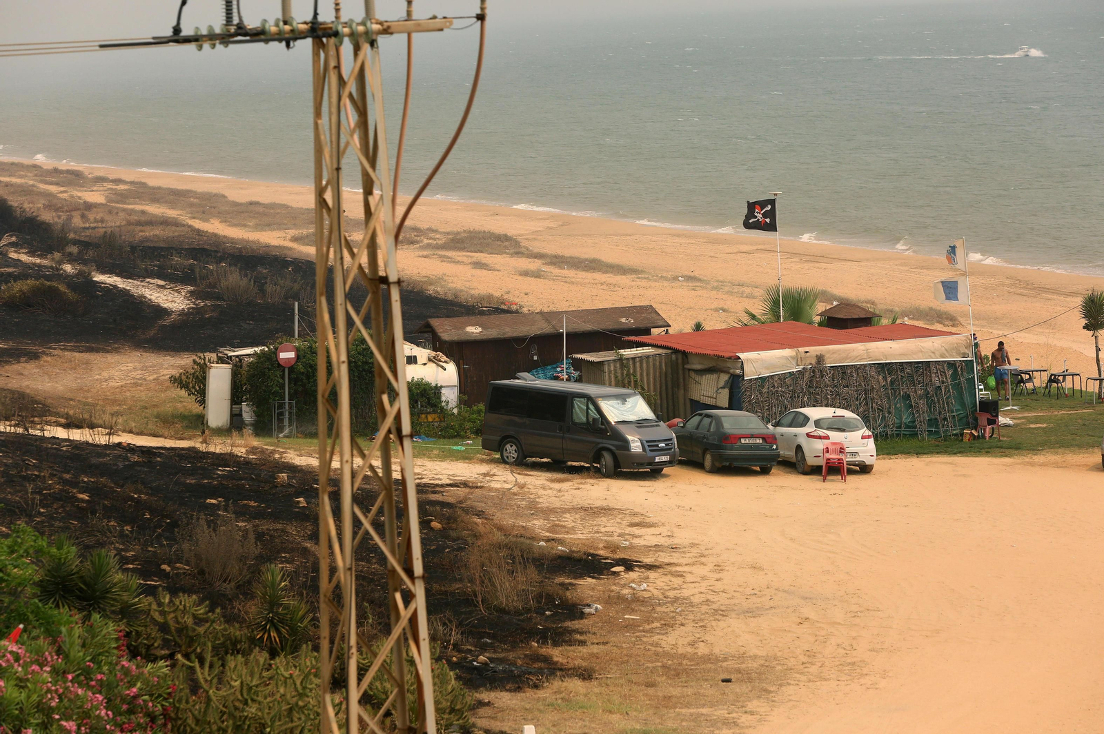 Las consecuencias del incendio en Mazagón
