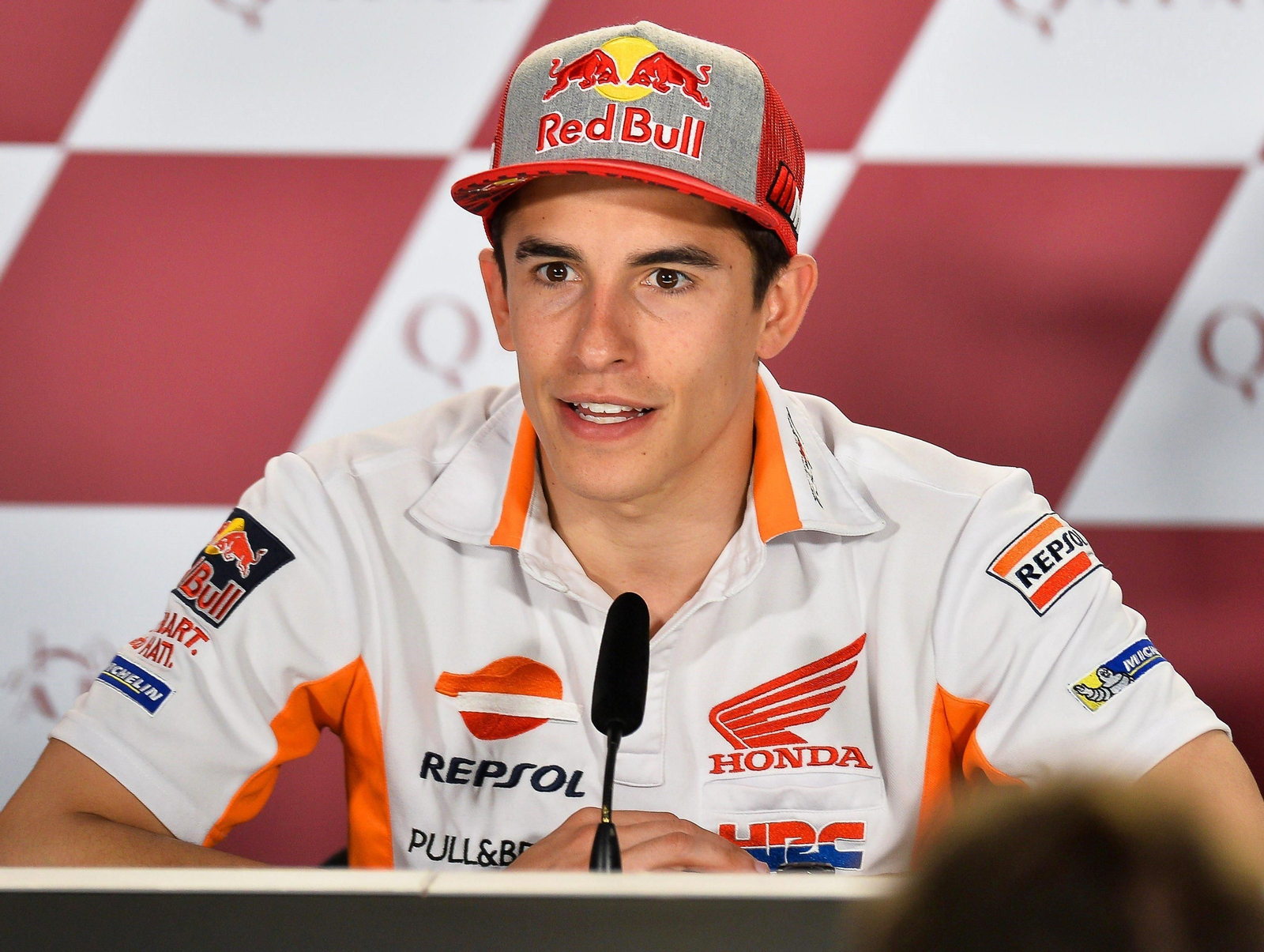 Marc Márquez, en la rueda de prensa de ayer en el circuito de Losail.