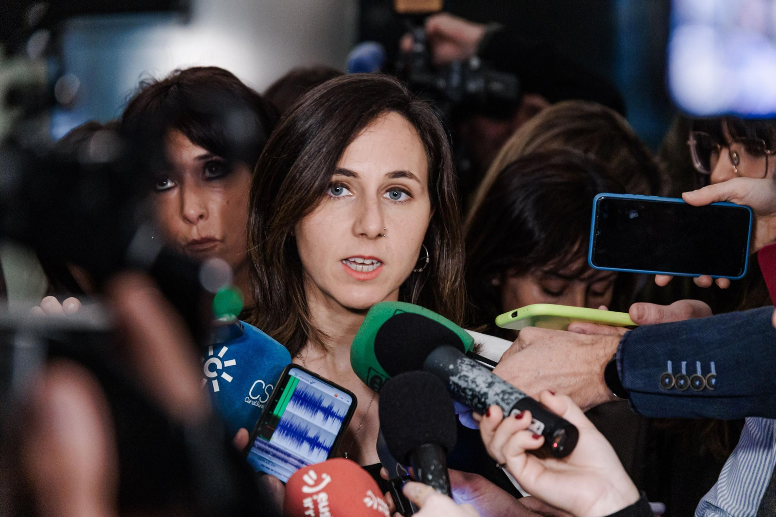 La secretaria general de Podemos, Ione Belarra, este viernes.