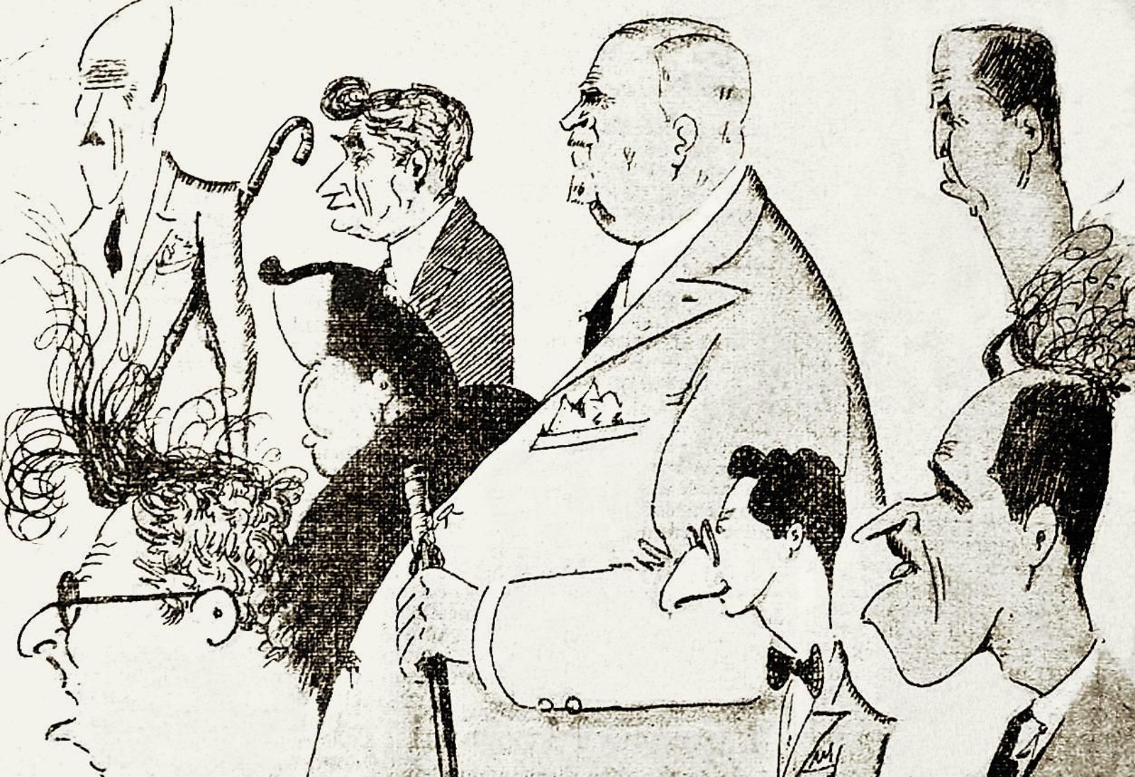 Ramón de Carranza y sus concejales. Caricatura de 1928