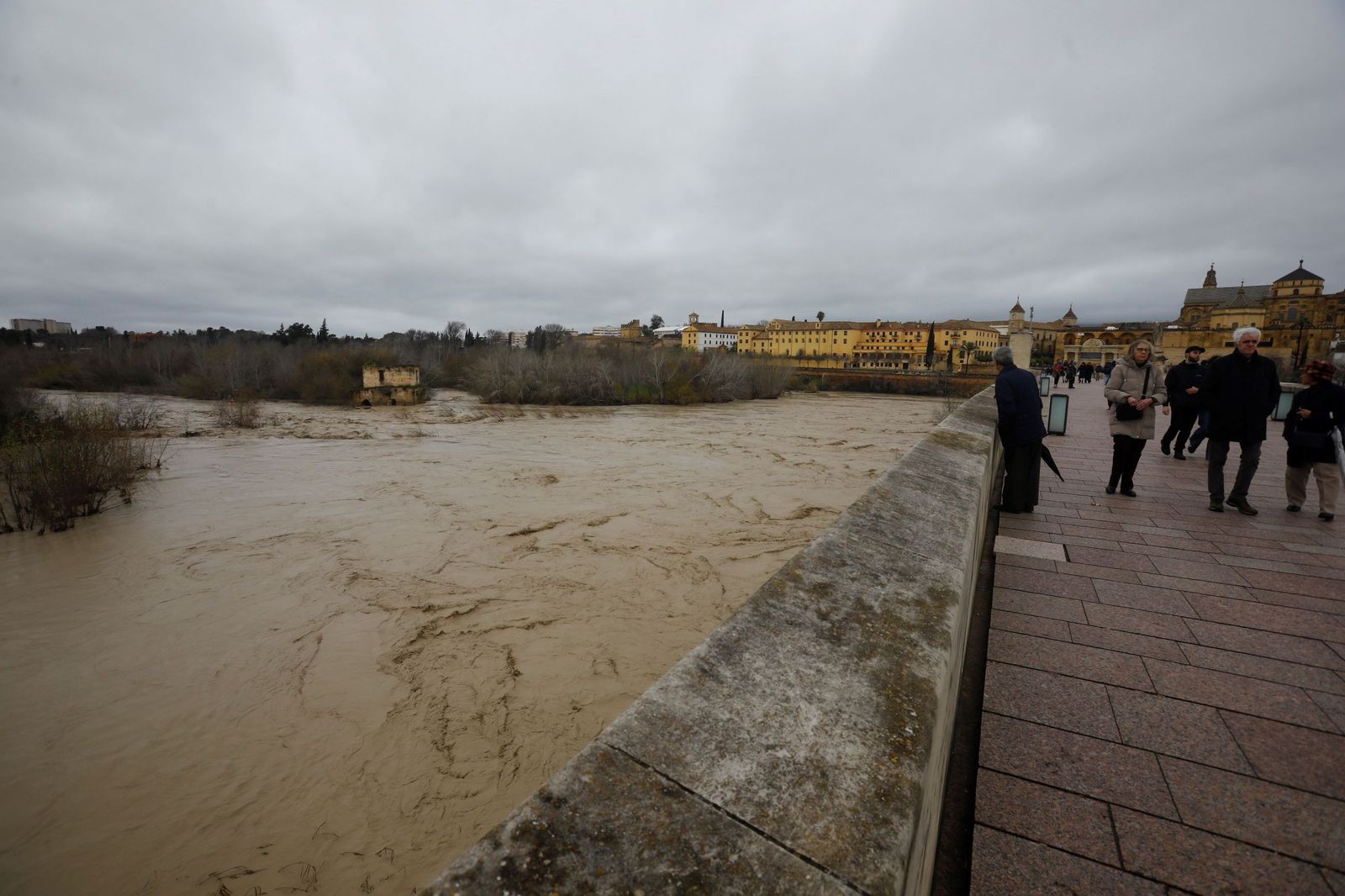 El río Guadalquivir a su paso por Córdoba tras la borrasca Kristin