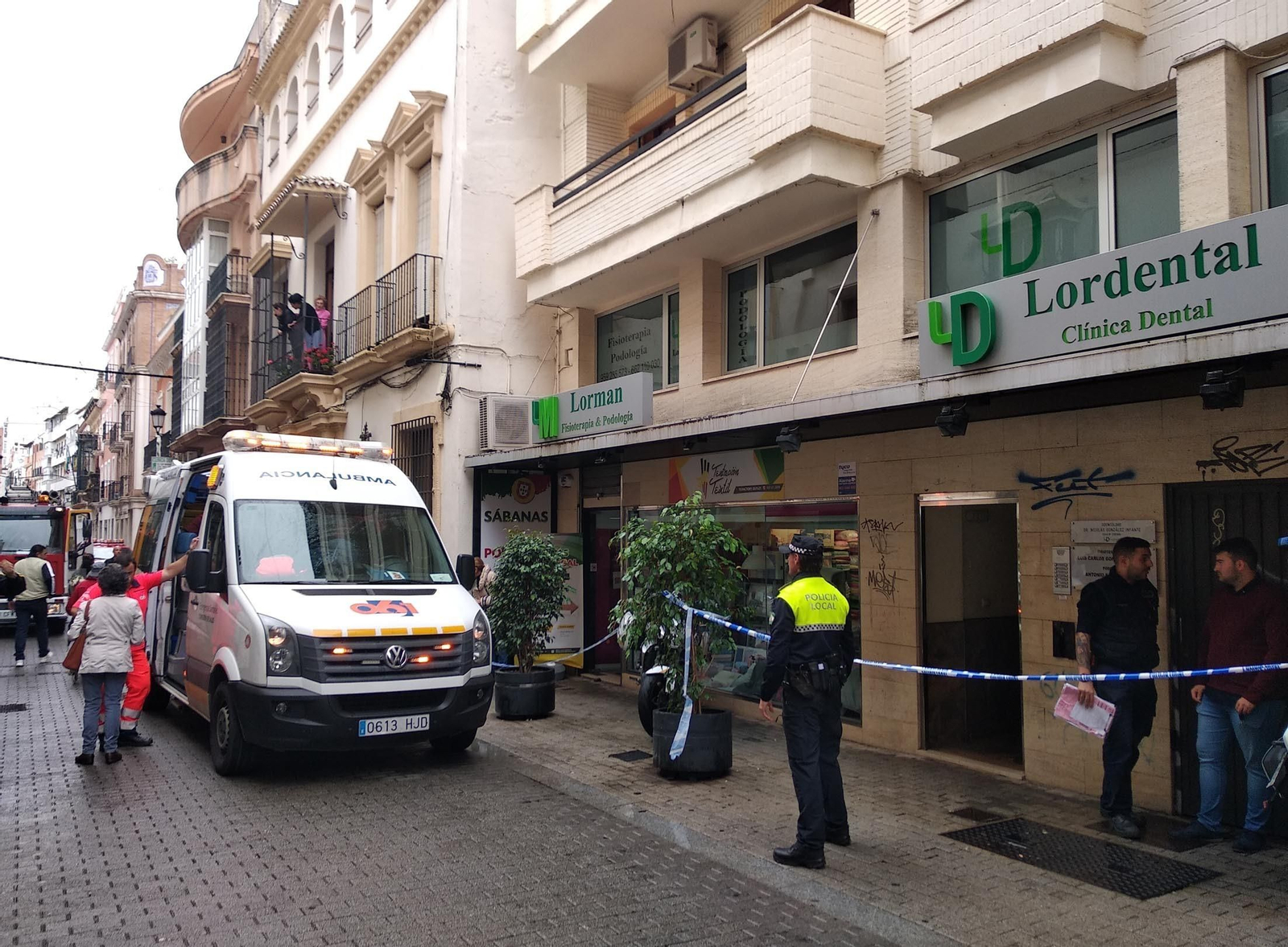 Uno de los accidentes laborales ocurridos en la capital onubense, en concreto en la calle Rico.