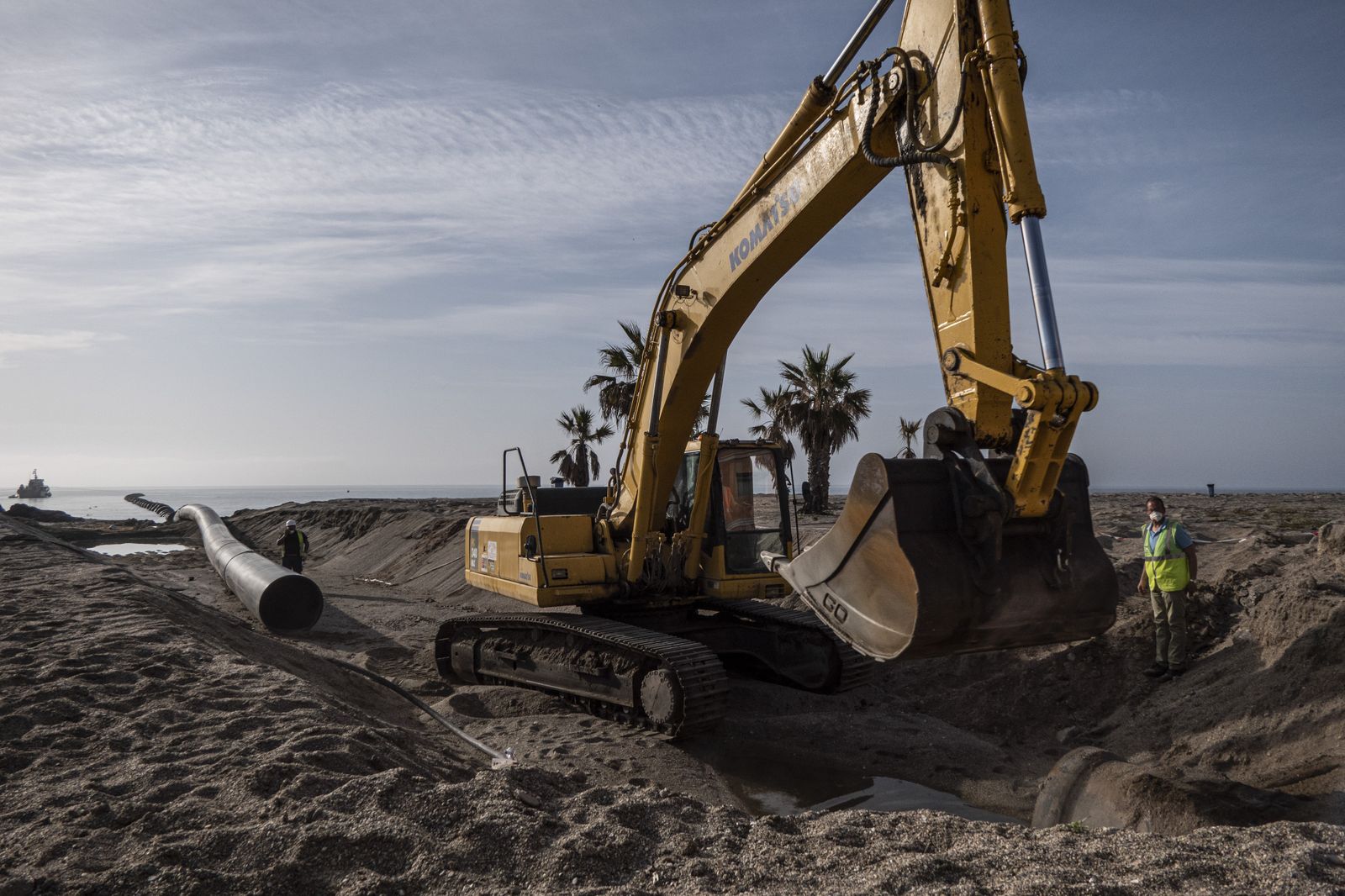 Obras de conexión con la balsa de tormentas Faro Sabinar.