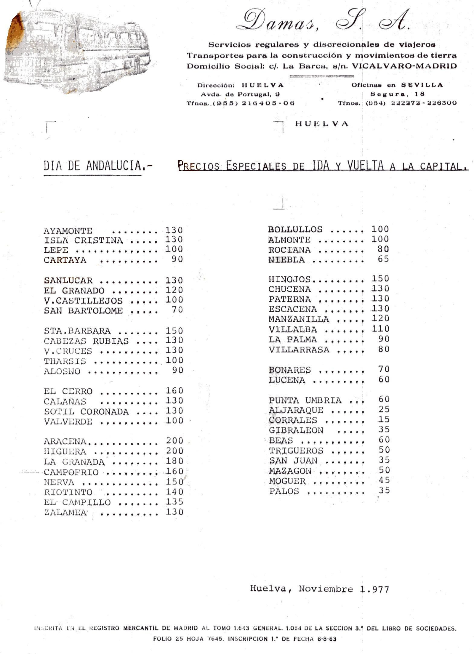Cartel con los precios especiales para acudir a la Manifestación del 4D en la capital