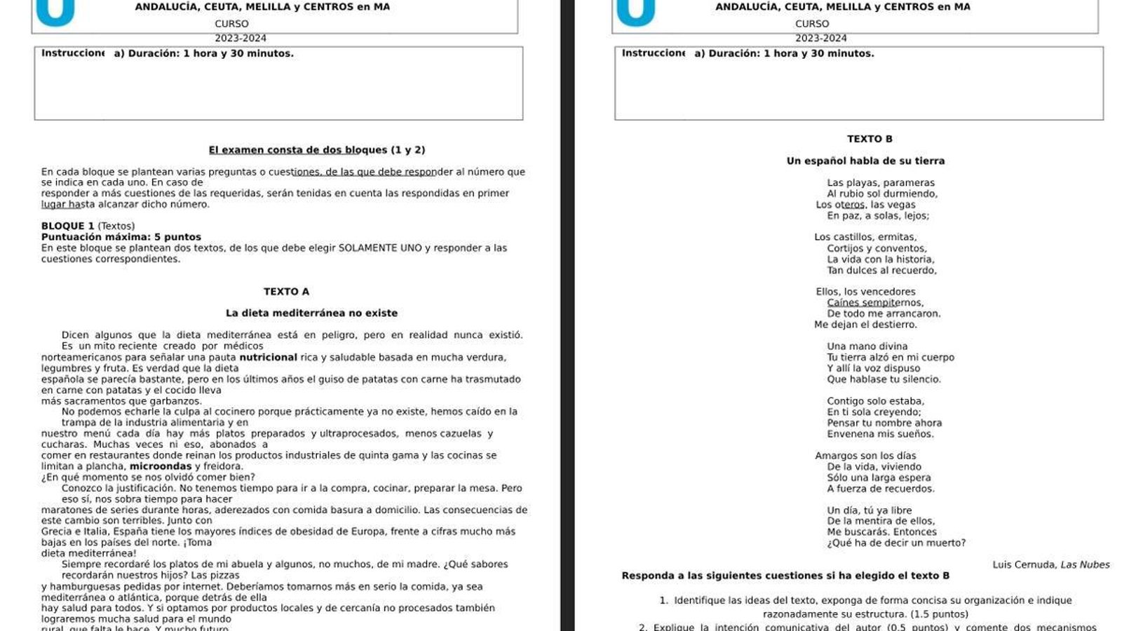 Examen de Lengua y Literatura en la PEvAU 2024. Examen de Lengua y Literatura en la PEvAU 2024.