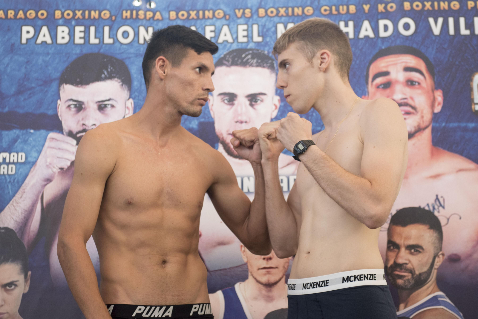 Sandro Hernández y John  Carter, durante el pesaje oficial